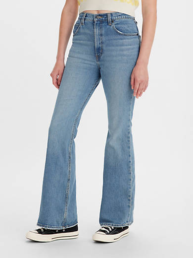 Vtg Levis denim jeans high water bell bottom flares 32/30 dark wash red tab Kleding Gender-neutrale kleding volwassenen Jeans 