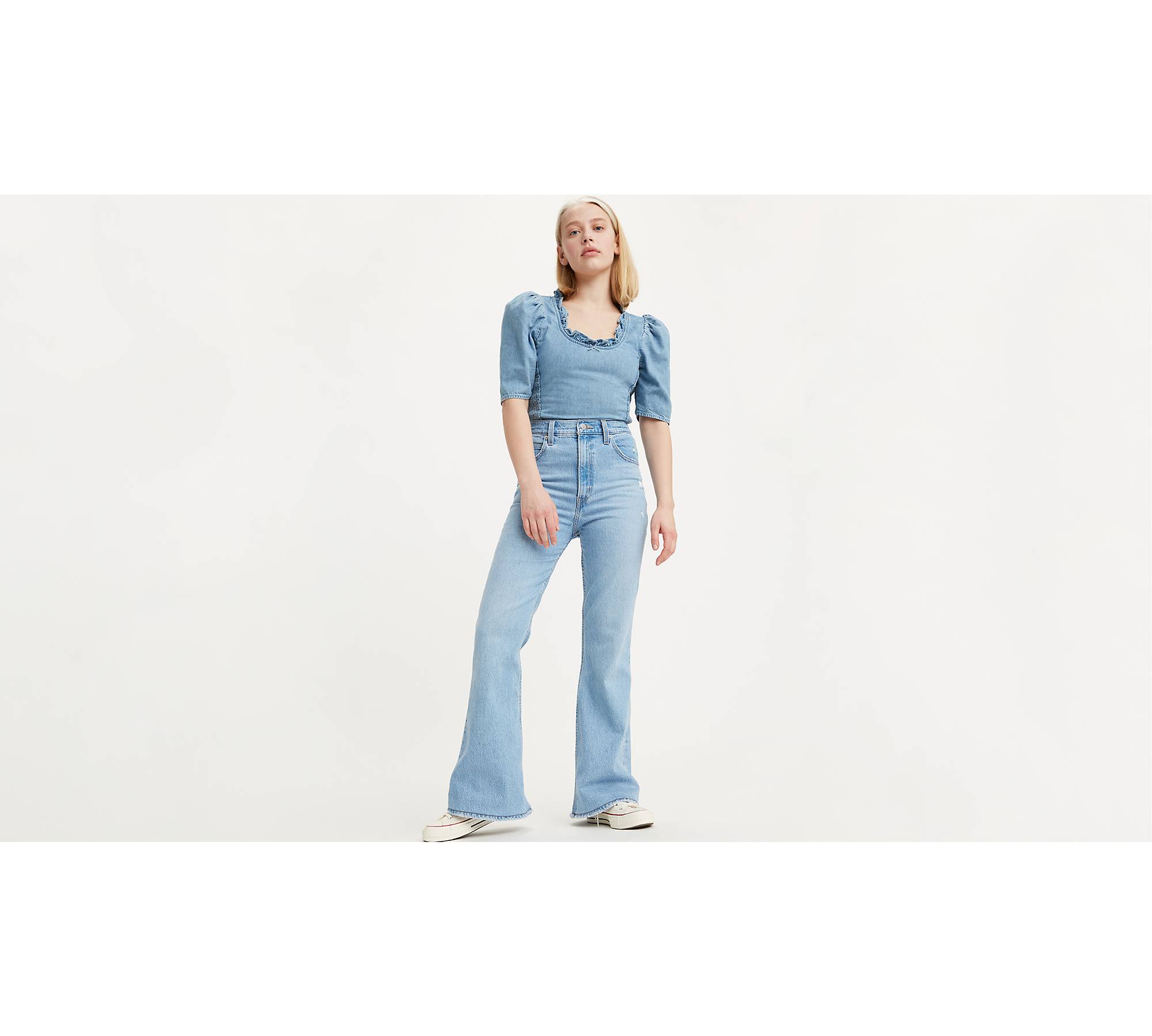 70's High Flare Jeans - Light Wash US