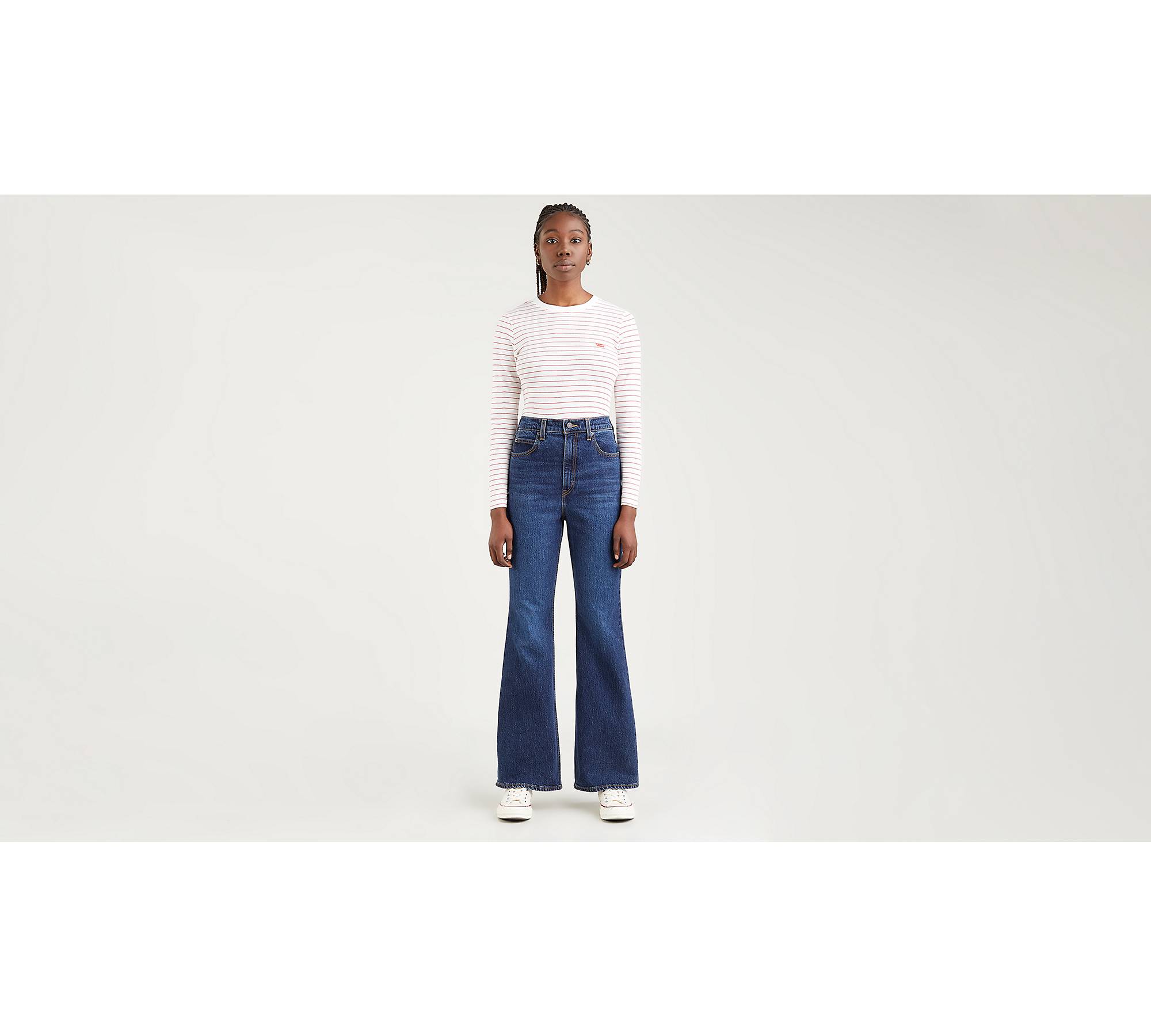 Jean Taille Haute Pattes D'eph Taille 70's High Flare - Bleu