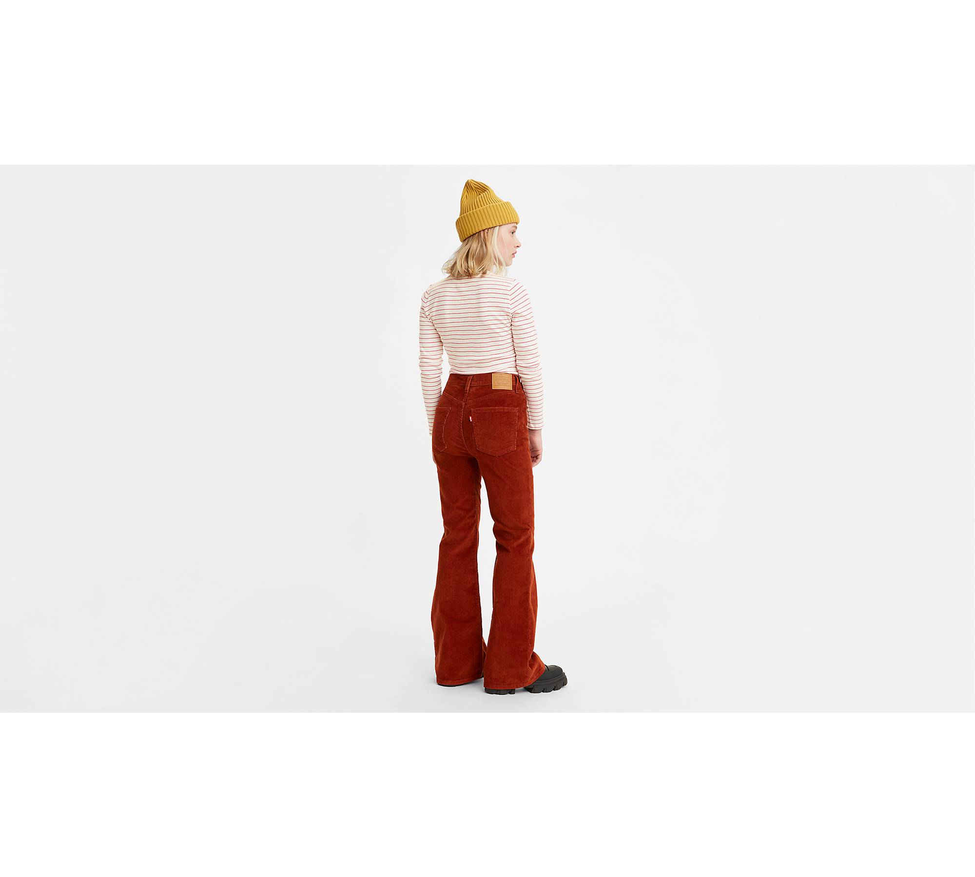70's High Rise Flare Corduroy Women's Jeans - Red