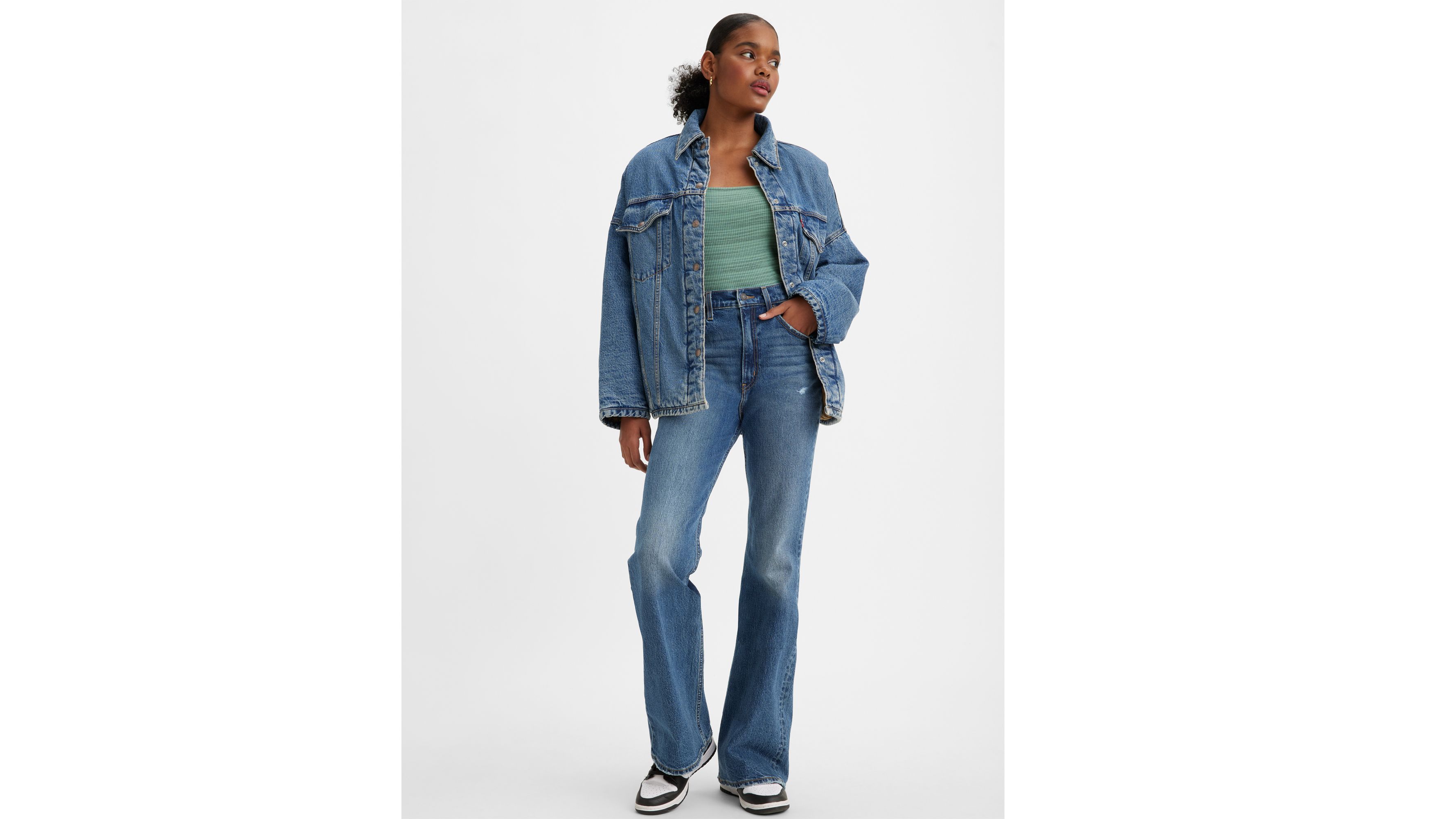 70's High Flare Jeans - Blue