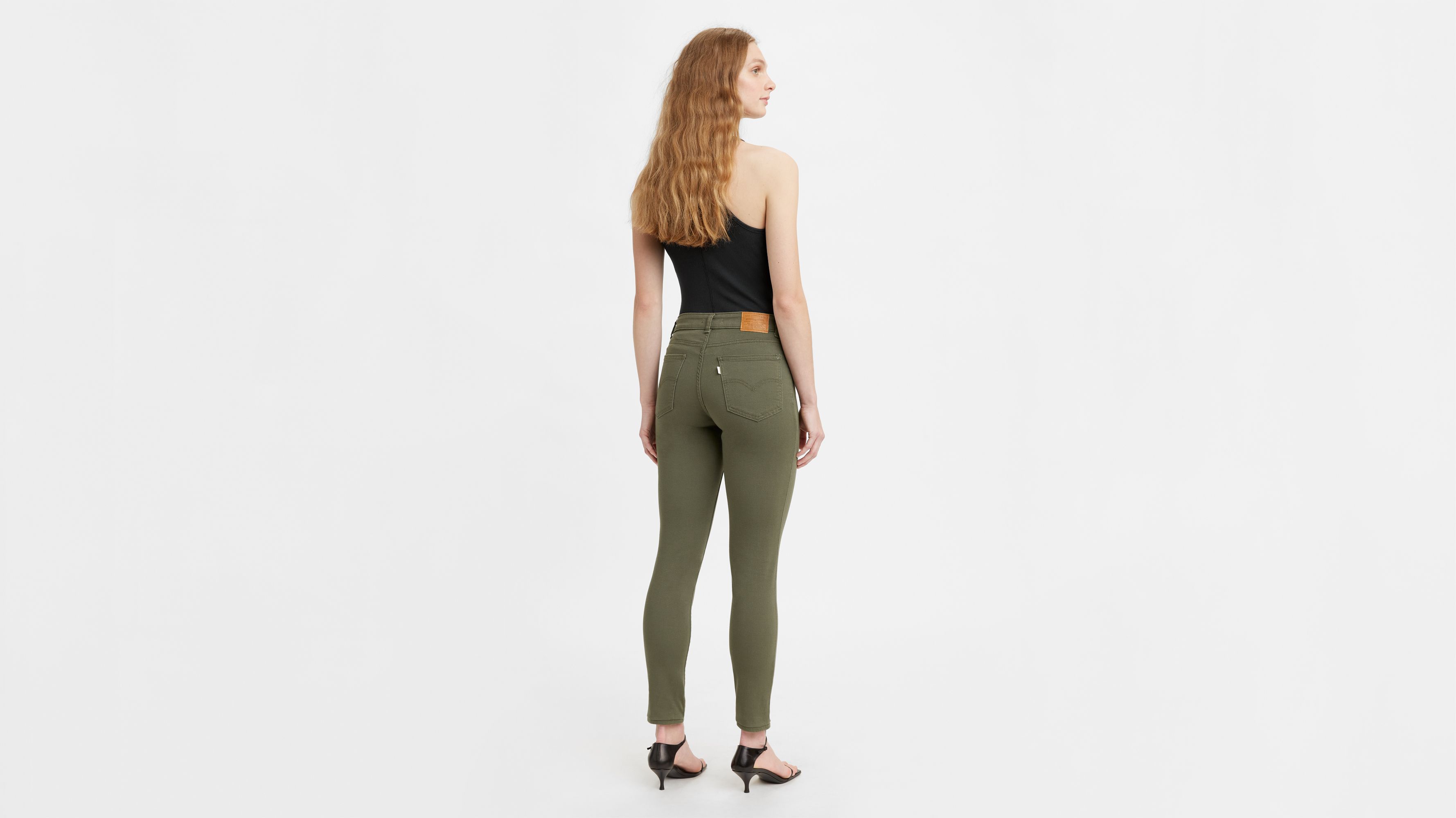 721 High Rise Skinny Exposed Button Twill Pants - Green