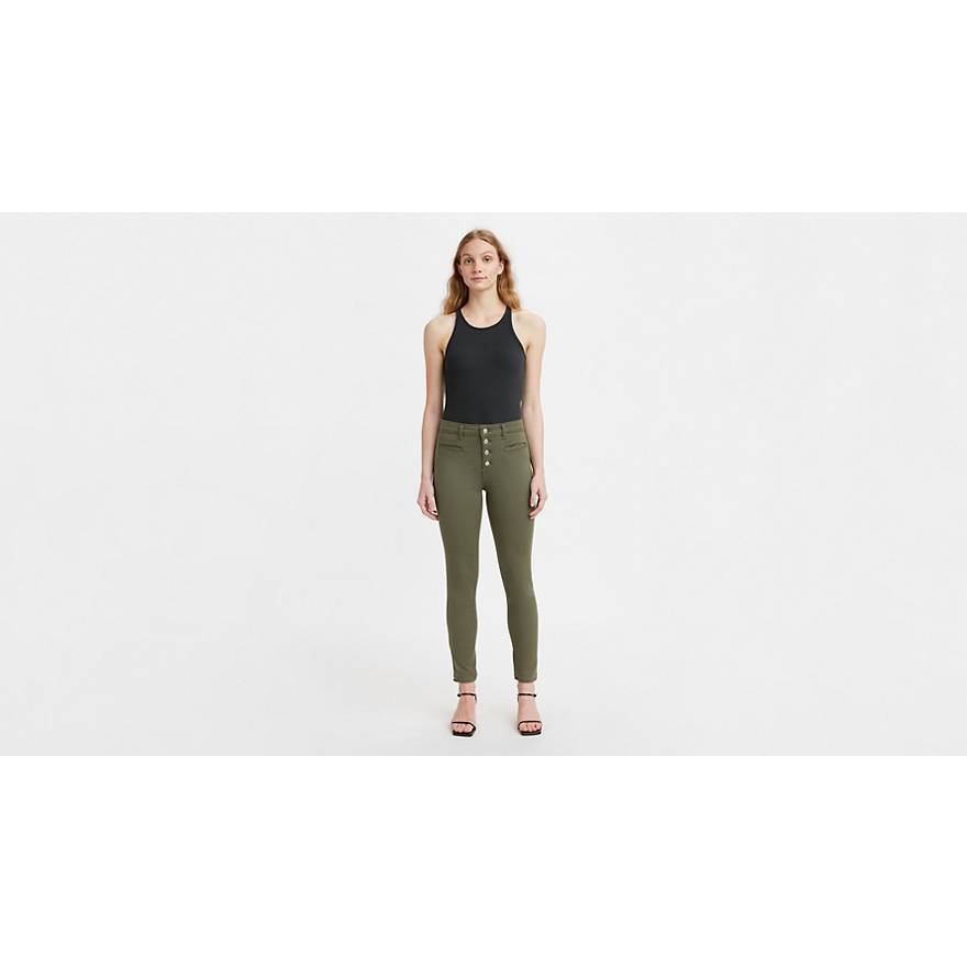 721 High Rise Skinny Exposed Button Twill Pants 1