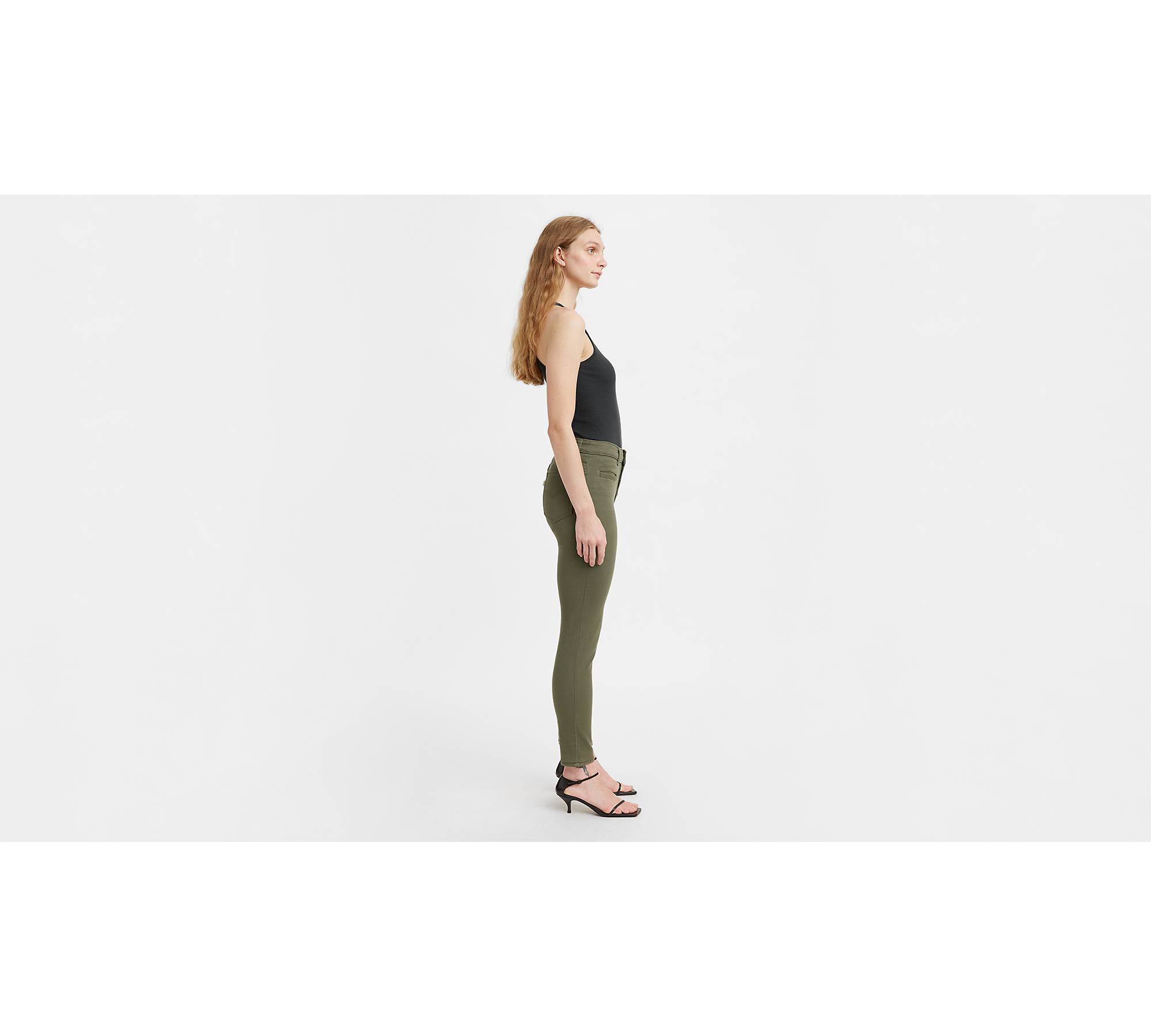 721 High Rise Skinny Exposed Button Twill Pants - Green | Levi's® US