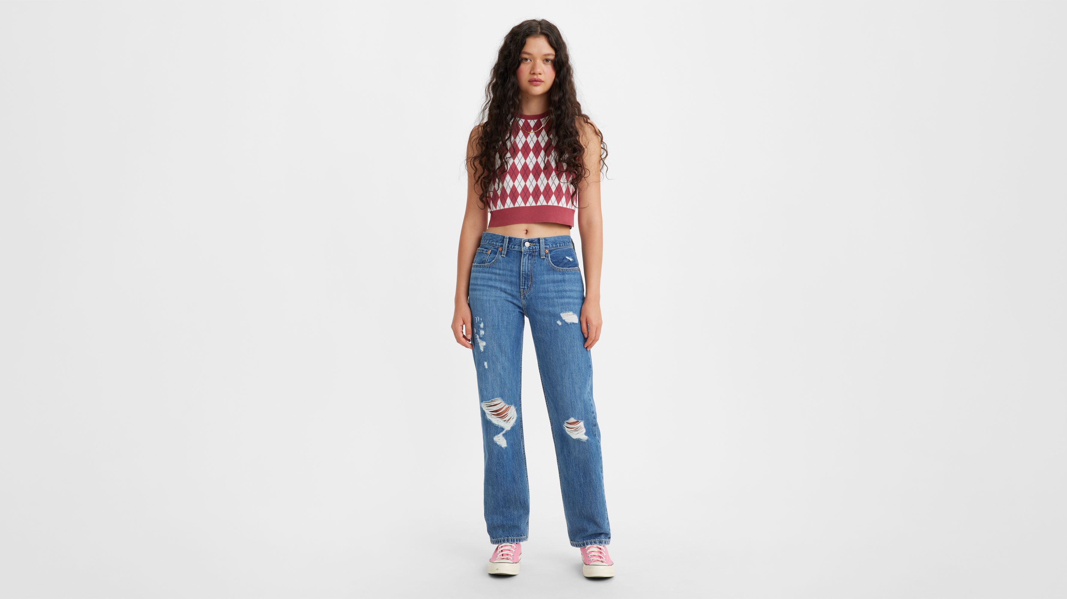 Levi's low pro straight leg jeans in mid wash