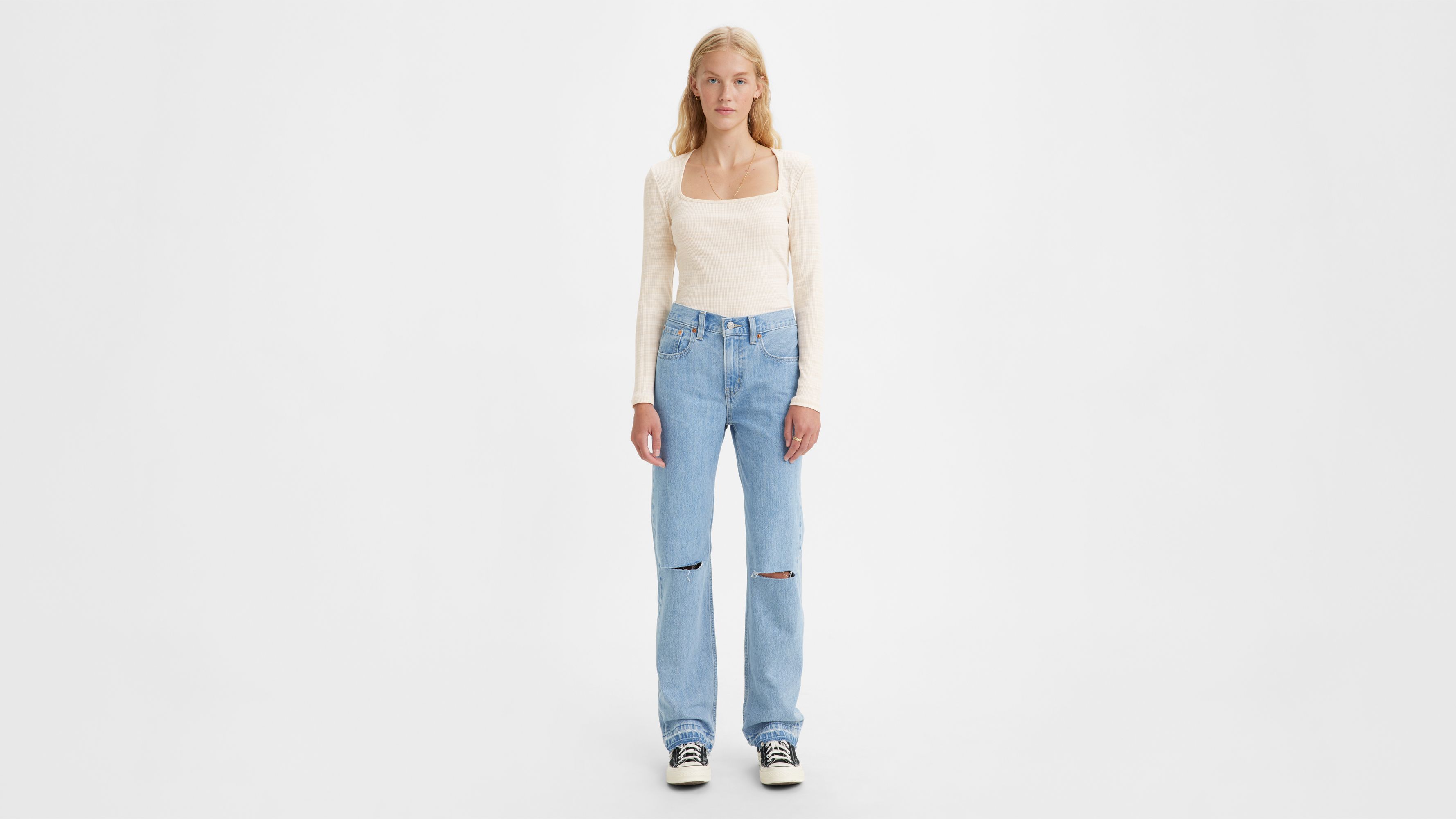 ZW COLLECTION STRAIGHT LEG PANTS - Light blue