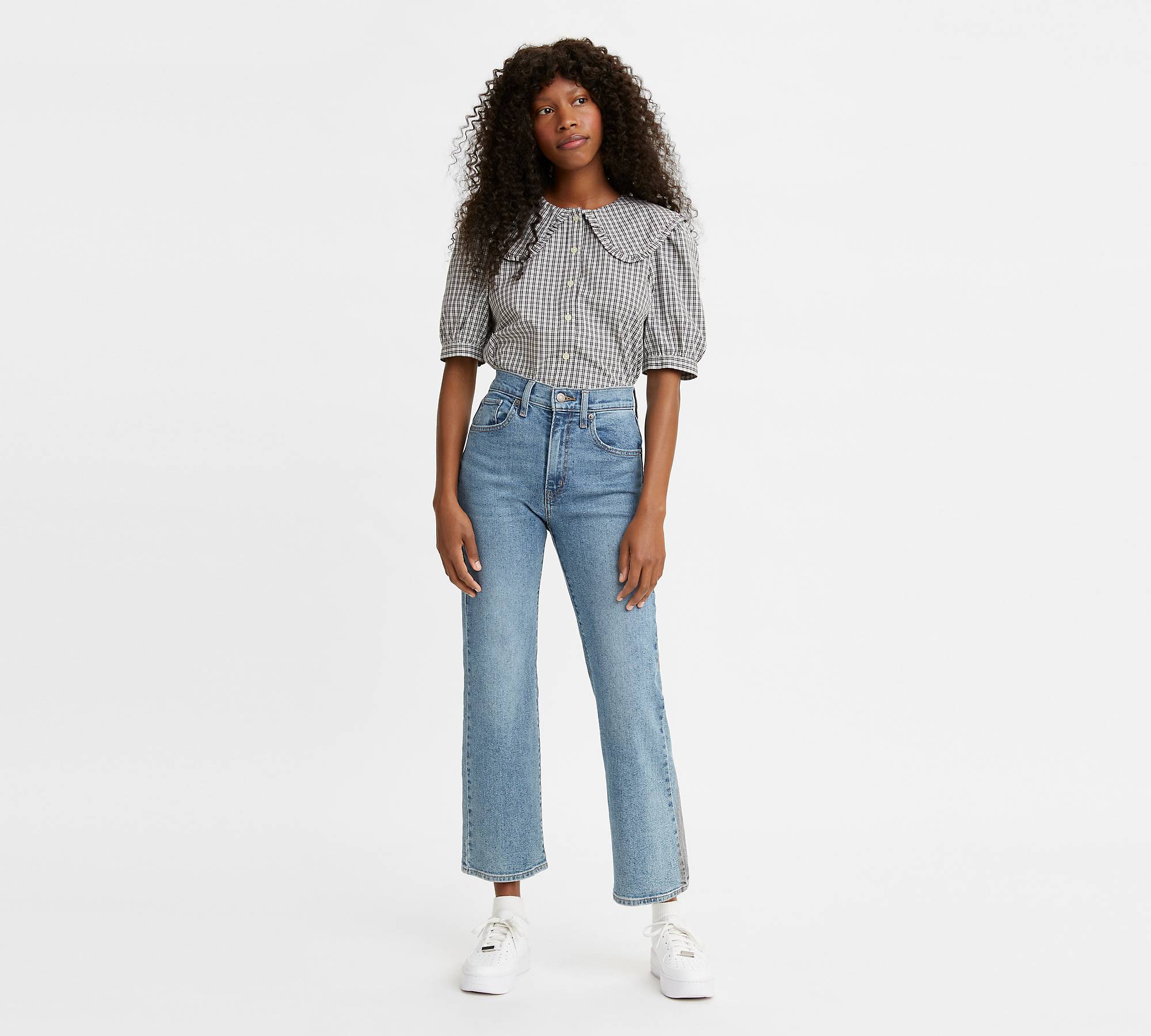 High Rise Cropped Flare Women's Jeans - Medium Wash