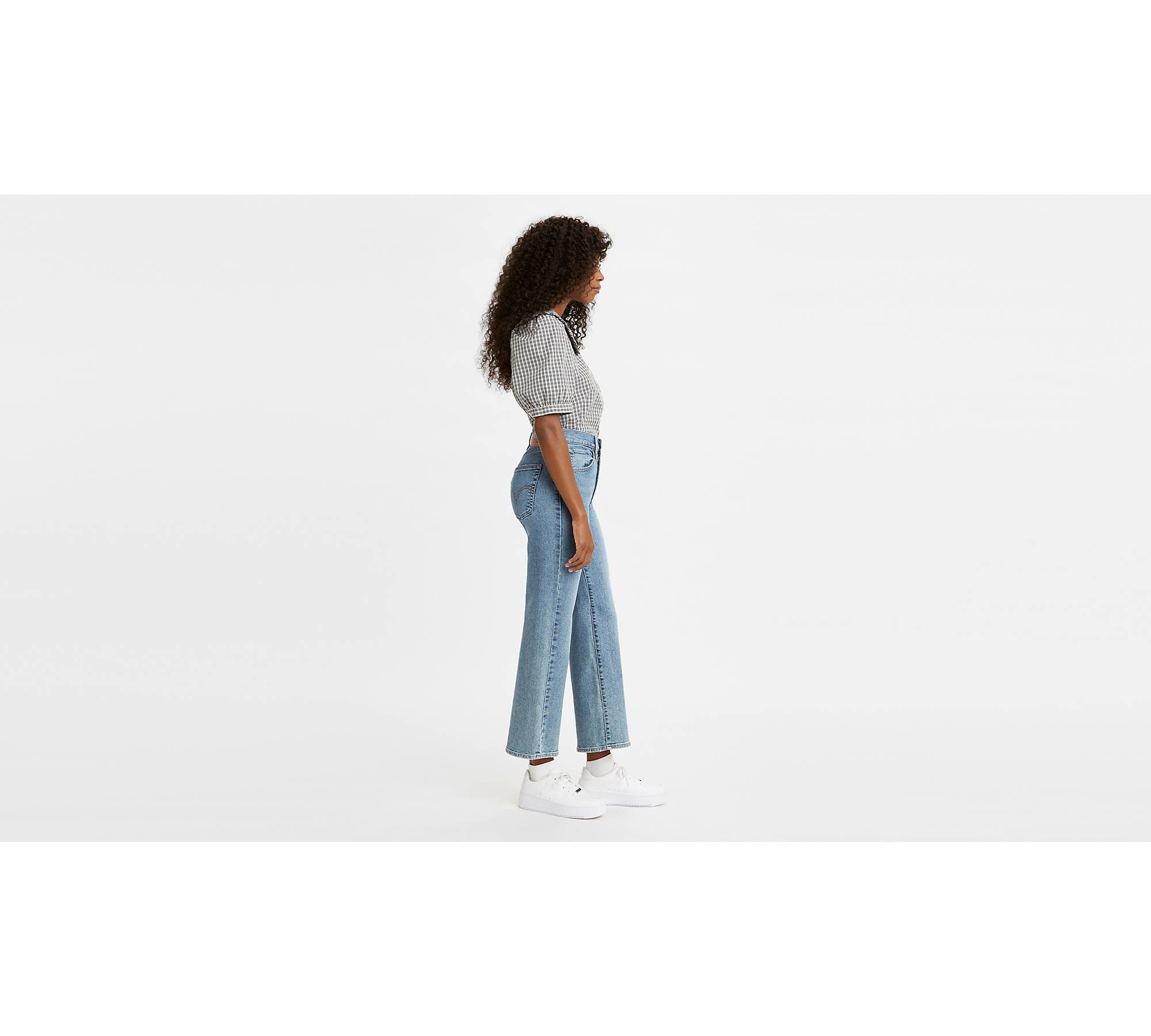 Women's jeans high waist cropped flare leg light blue – CROSS JEANS