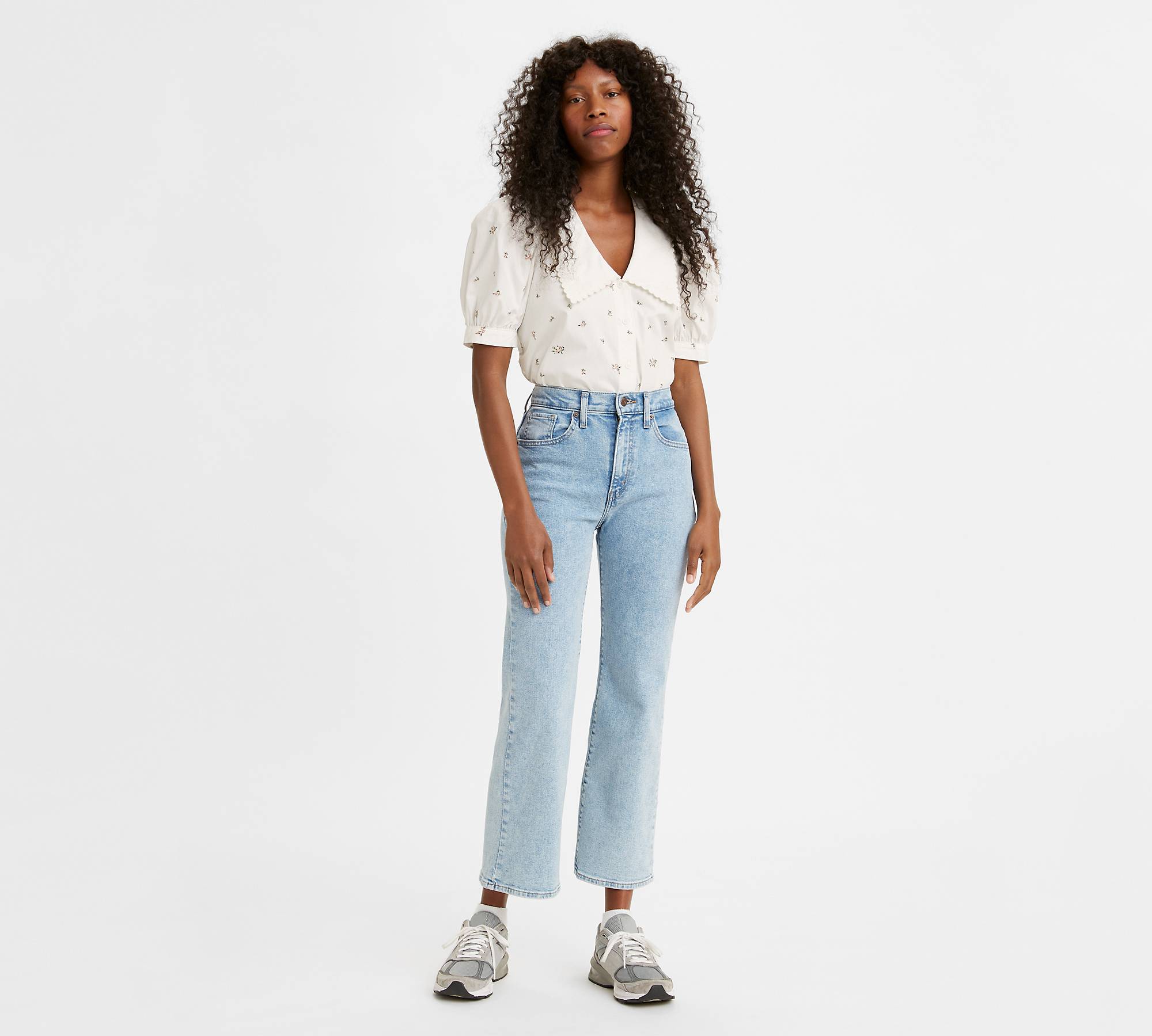 High Rise Cropped Flare Women's Jeans - Light Wash