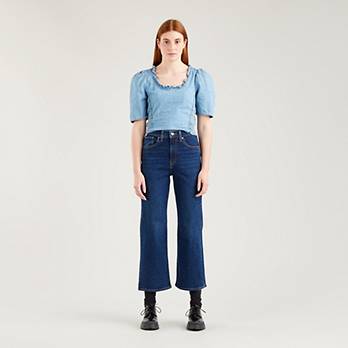 High Waisted Cropped Flare Jeans 1