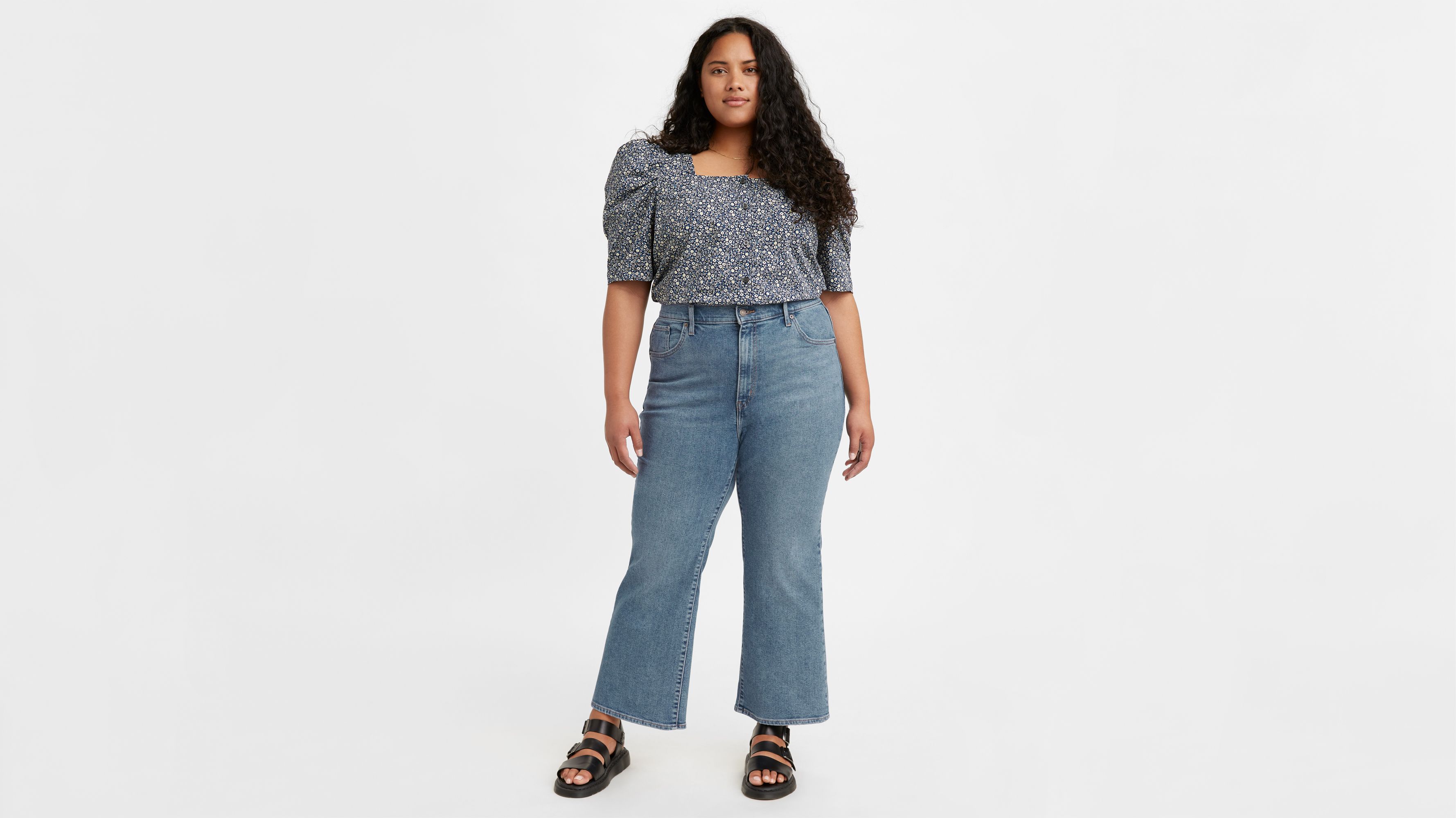 levis high waisted cropped flare jeans