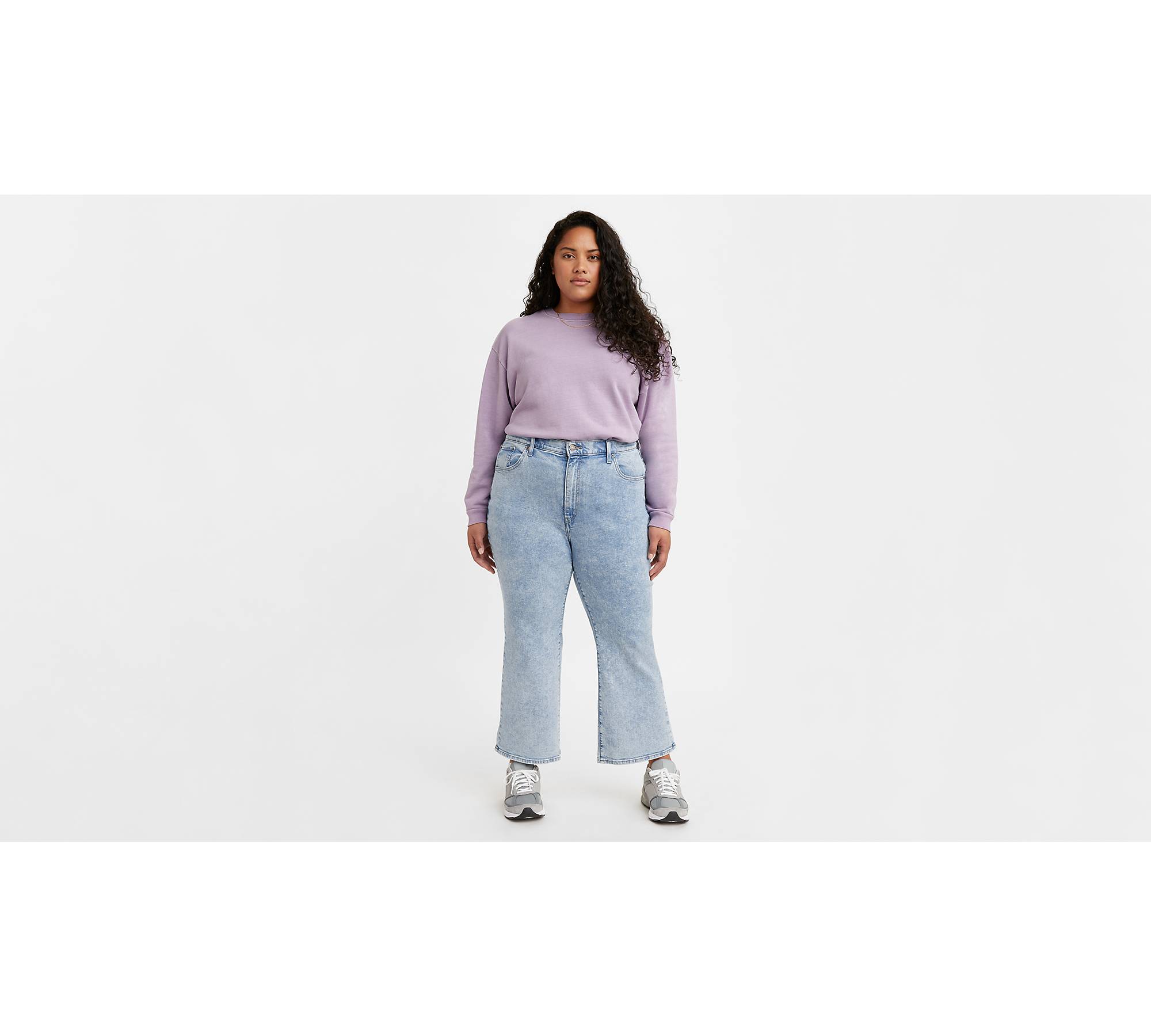 High Rise Cropped Flare Women's Jeans (plus Size) - Light Wash