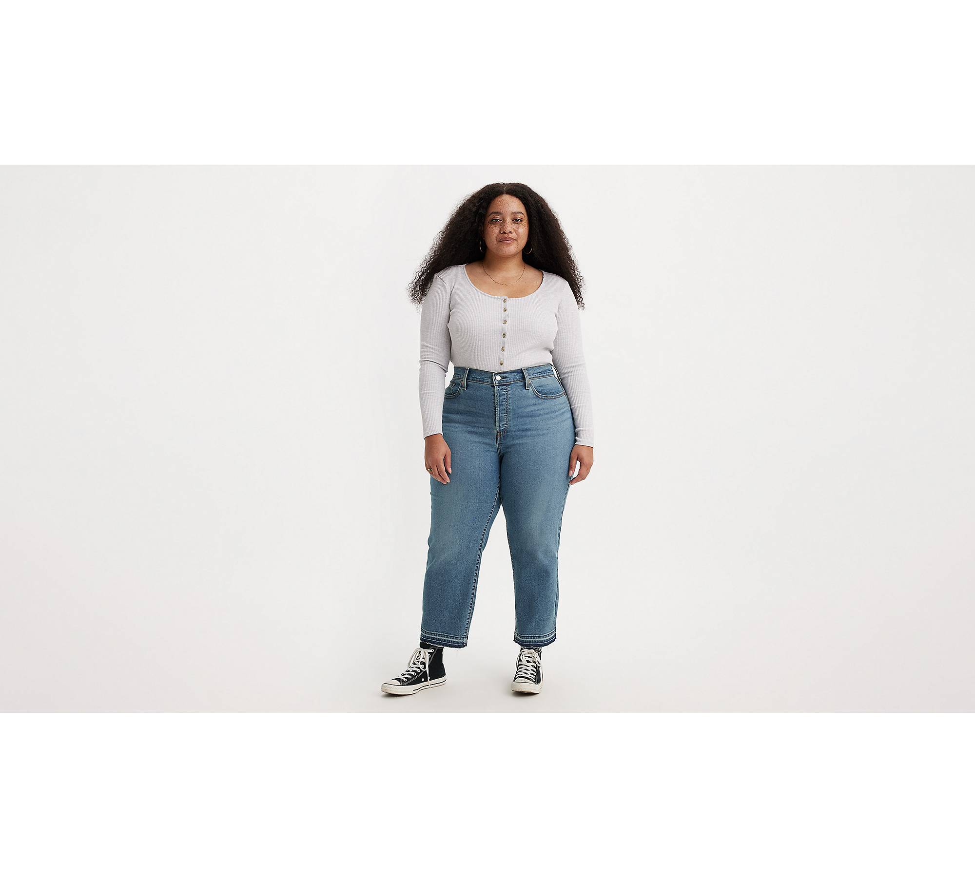 Plus Size High Waisted Straight Leg Jeans