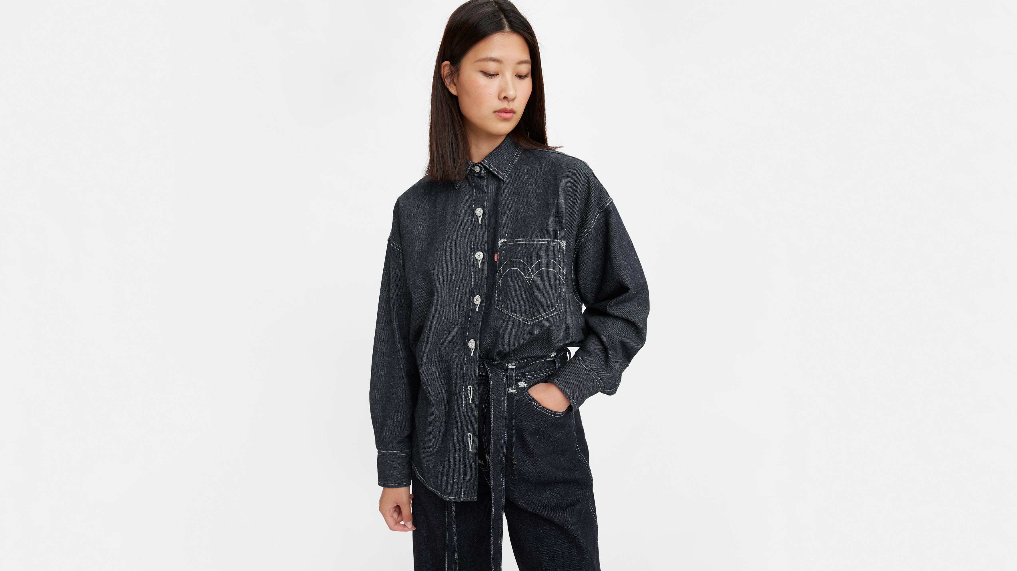 Levi’s® Red Button-Up Denim Shirt 1