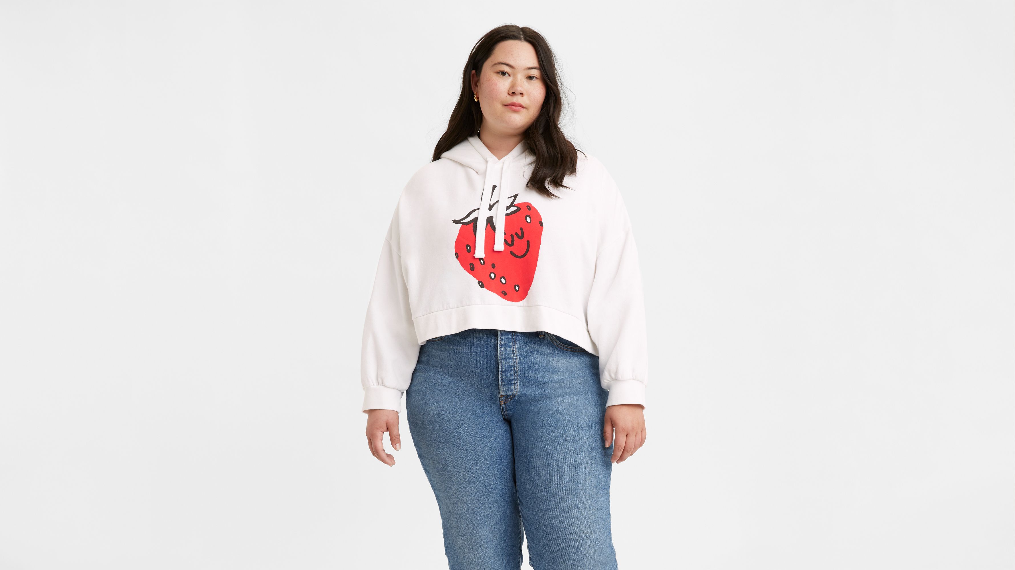 Cropped Graphic Hoodie Sweatshirt (plus Size) - White | Levi's® US