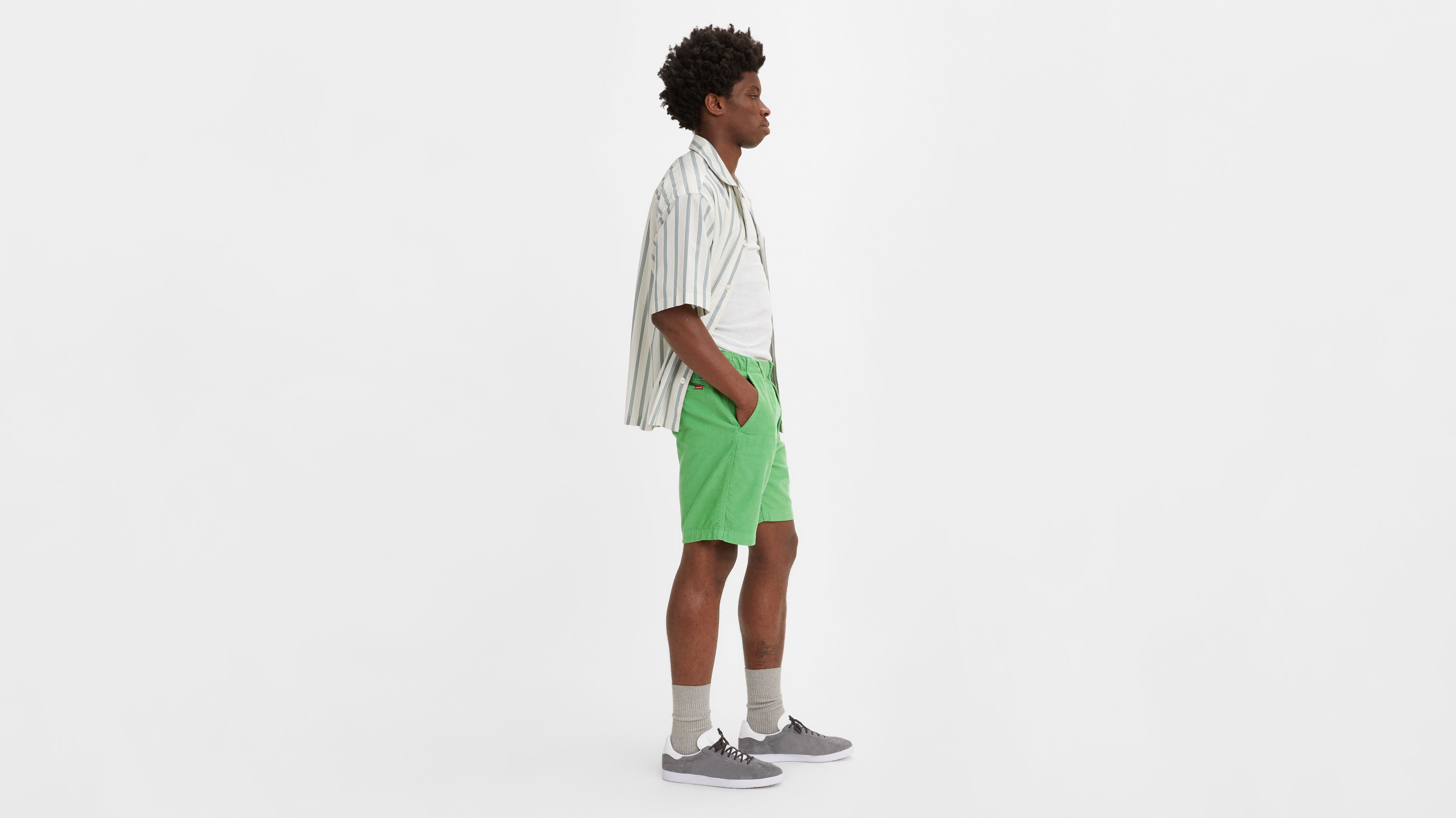 Washed Green Men's Stretch Corduroy Easy Shorts