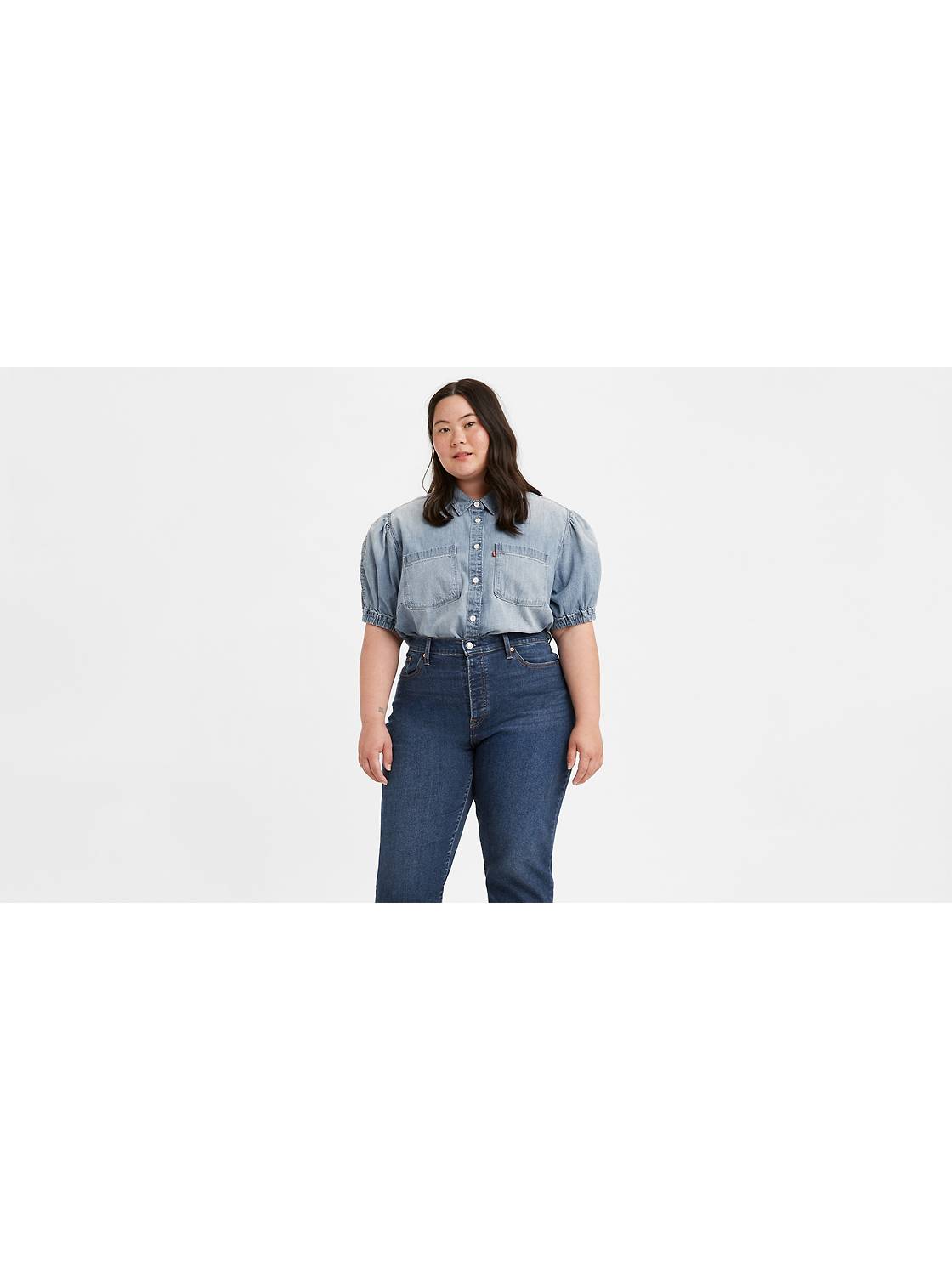 Alice Denim Button-Up Blouse (Plus Size) 1