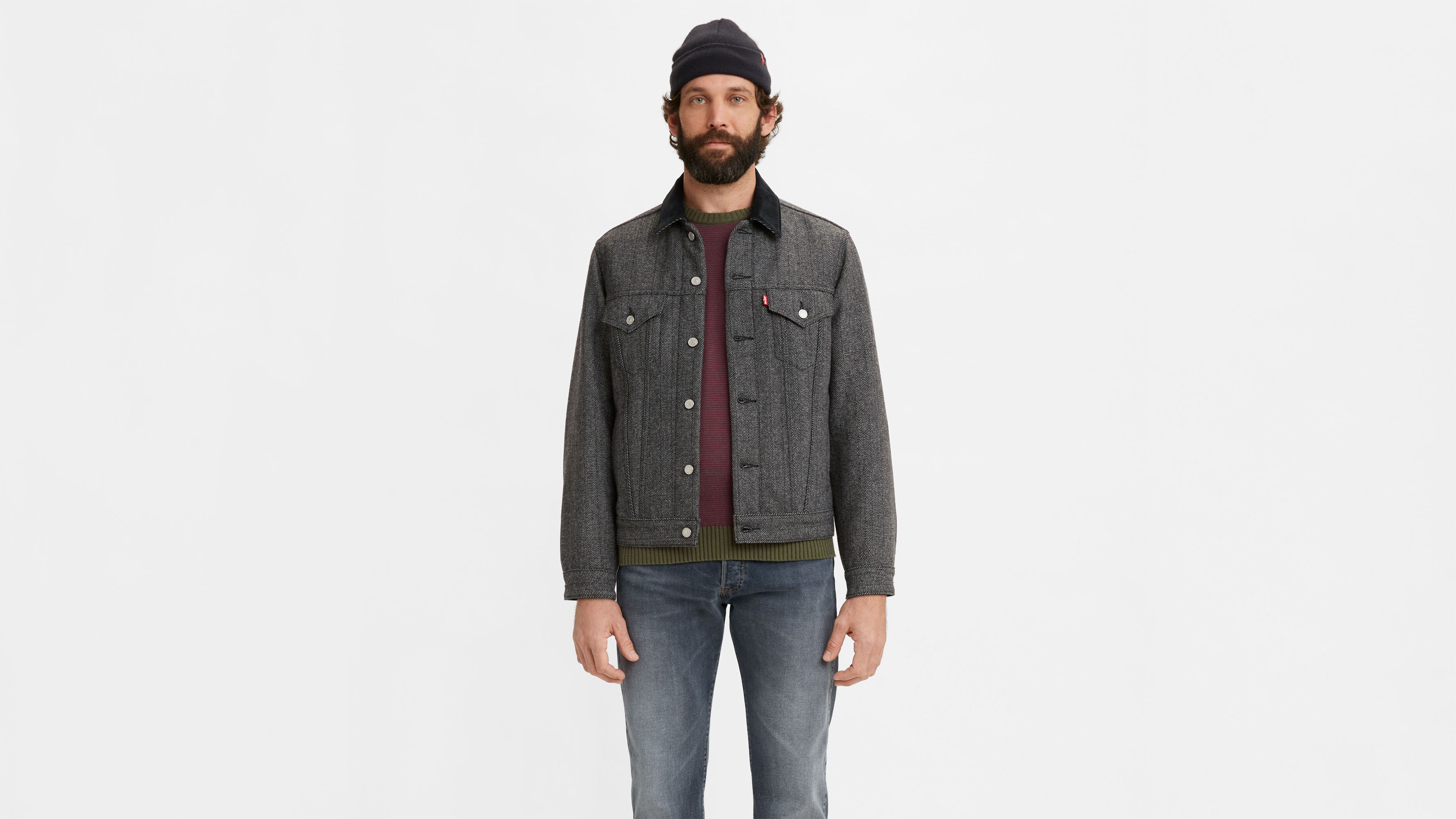 Herringbone Lined Vintage Fit Trucker Jacket - Grey | Levi's® US