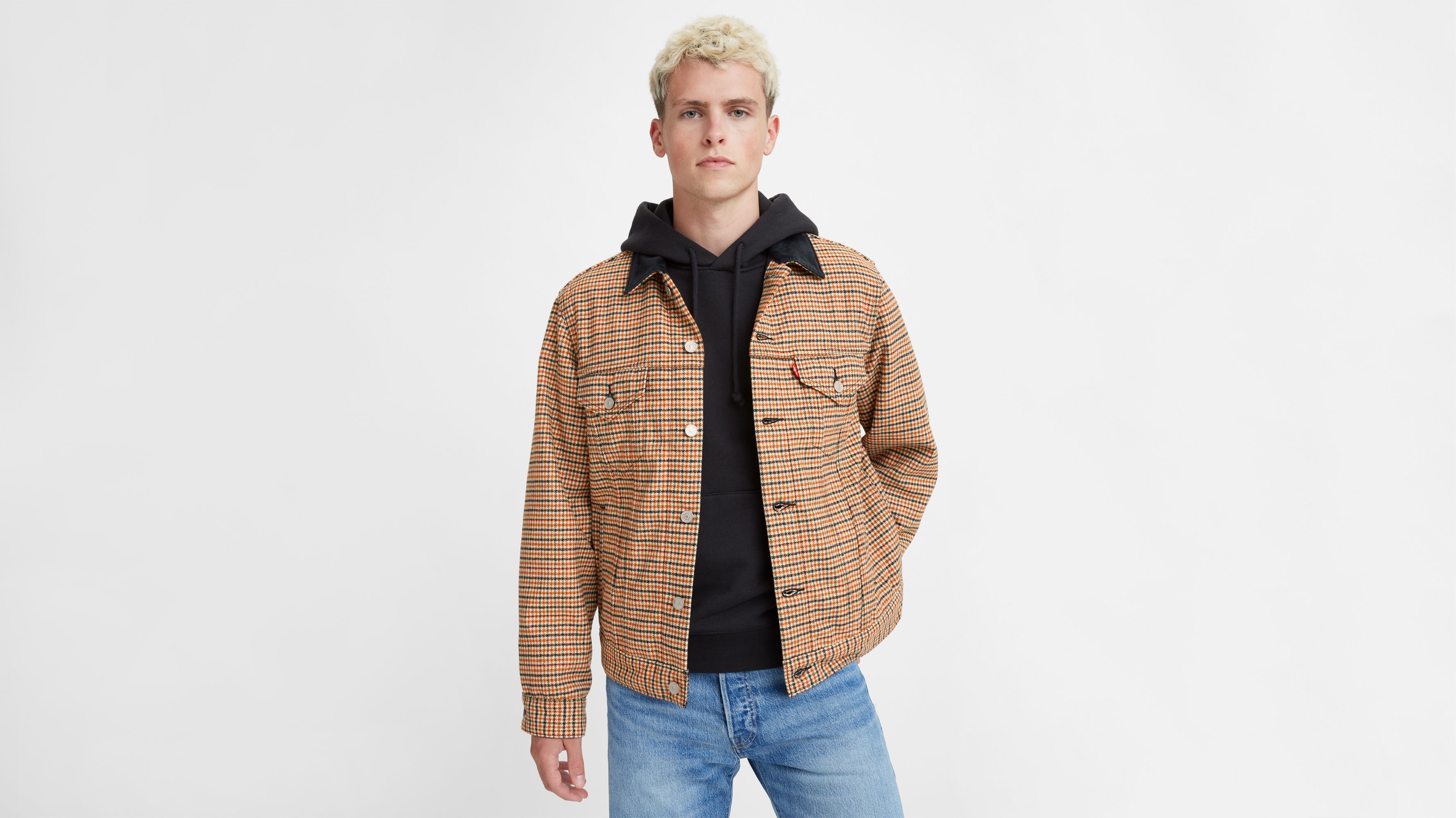 Plaid Lined Vintage Fit Trucker Jacket