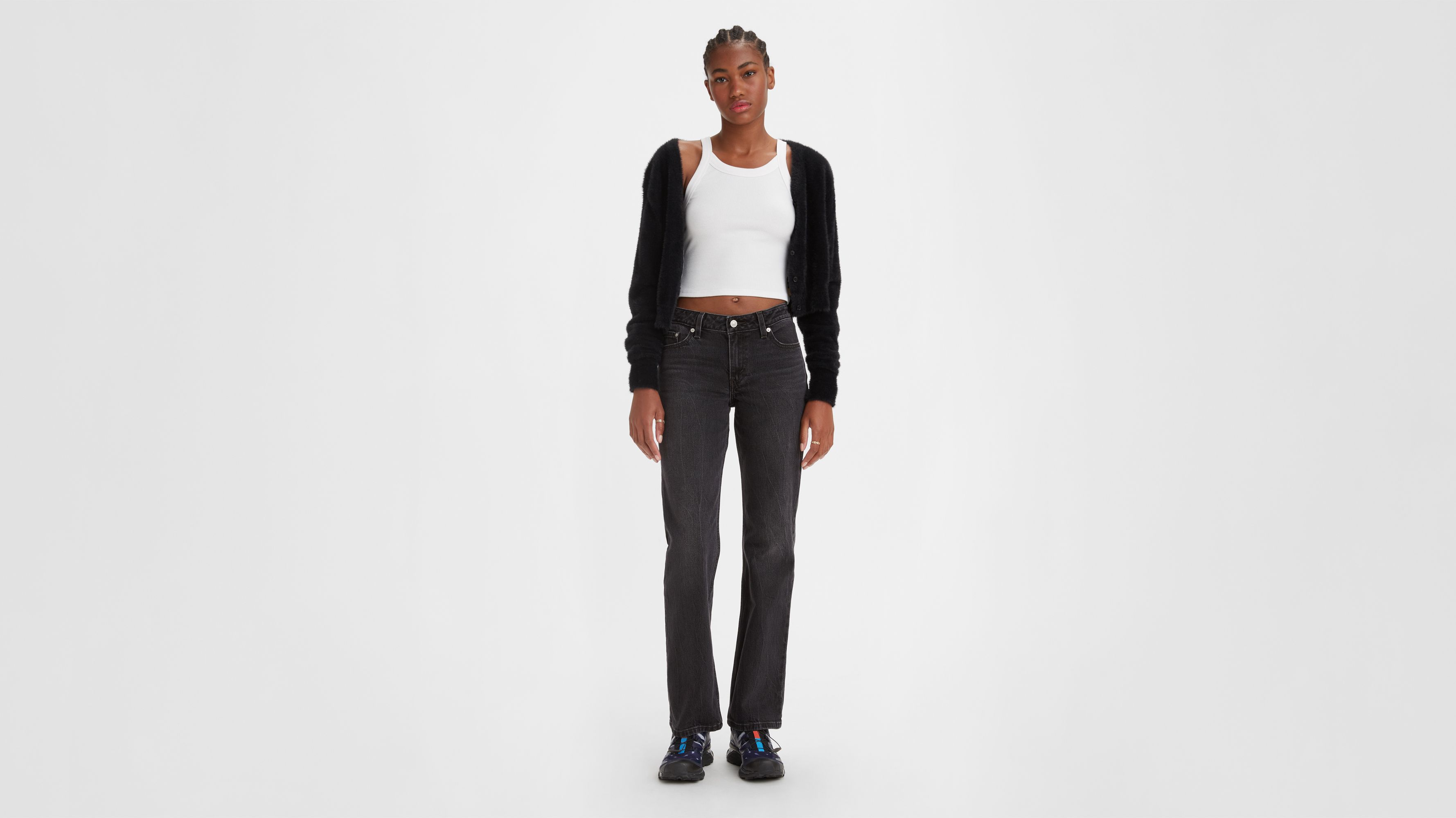パンツ Siyazu SIPT7090 Feminine Low Rise Bootcut Slacks_Black nava_low_rise_jeans_maci_white