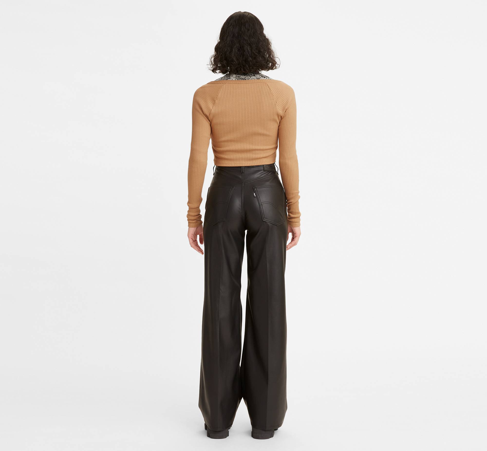 High Rise Vegan Leather '70s Flare Pants