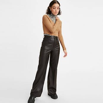 70's Flare Faux Leather Jeans 1