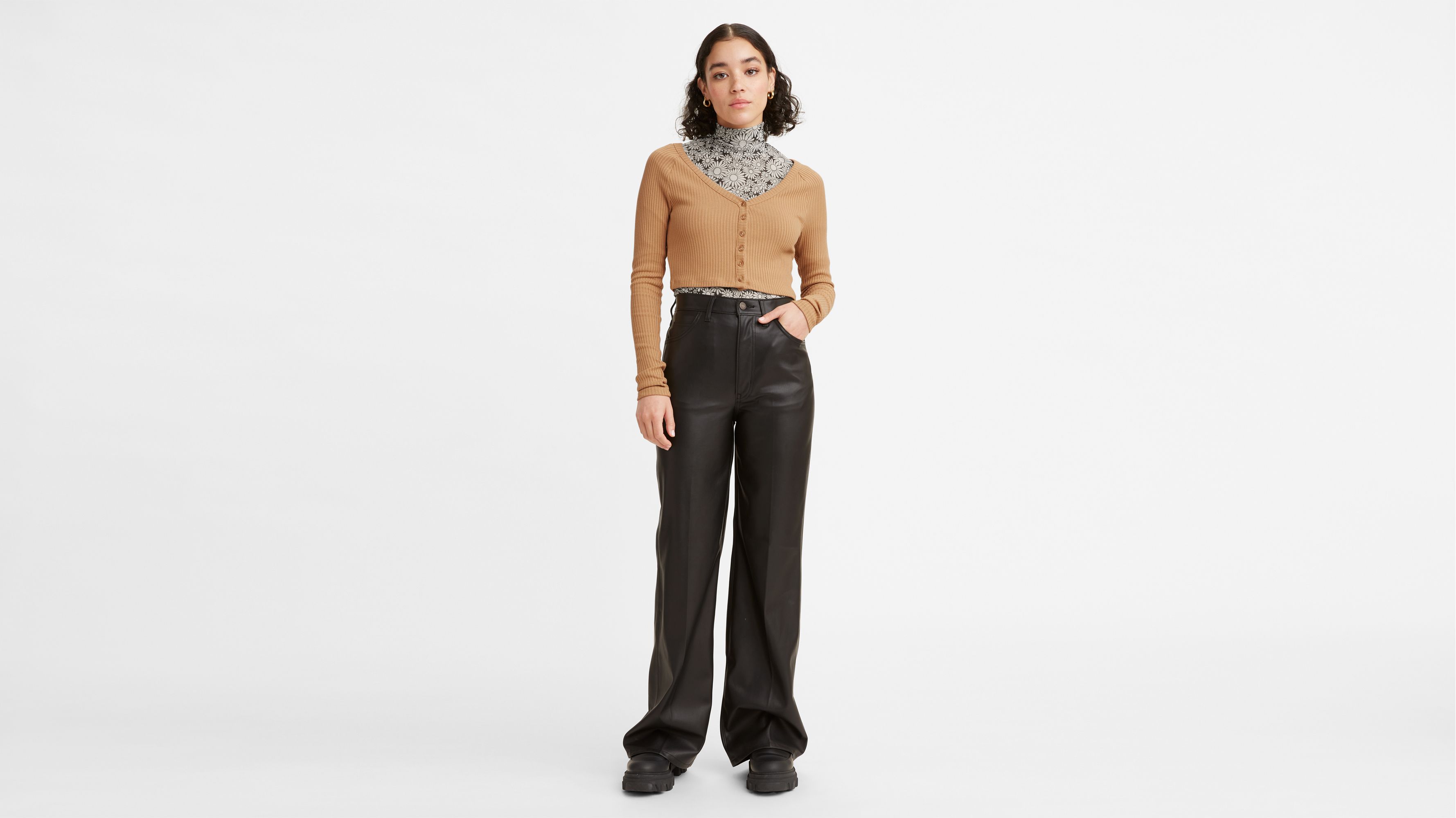 70's Faux Leather Flare Women's Pants 2