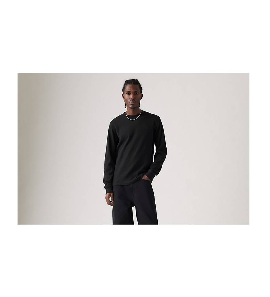 Long Sleeve Standard Fit Thermal Shirt - Black