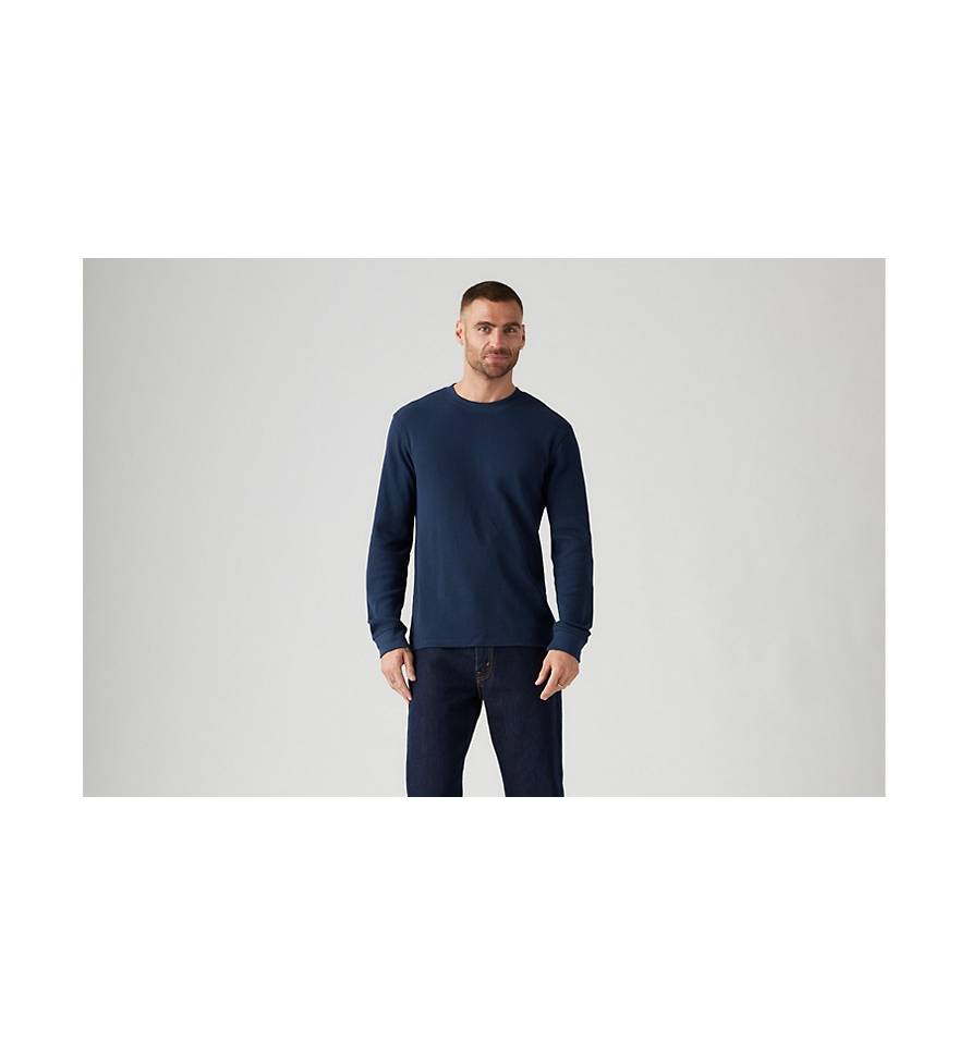 Long Sleeve Standard Fit Thermal Shirt - Blue