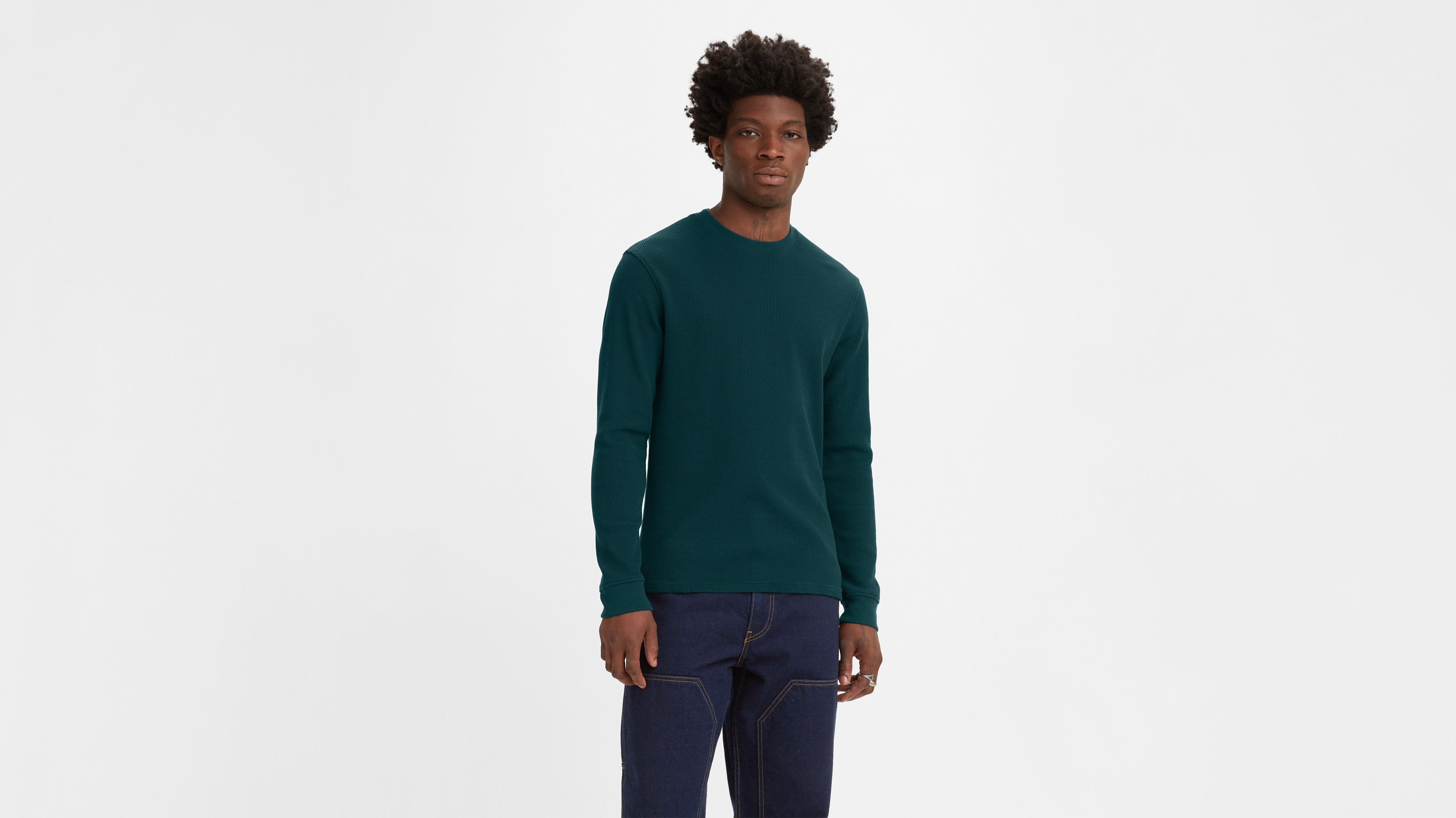 Long Sleeve Relaxed Fit Thermal Shirt - Green