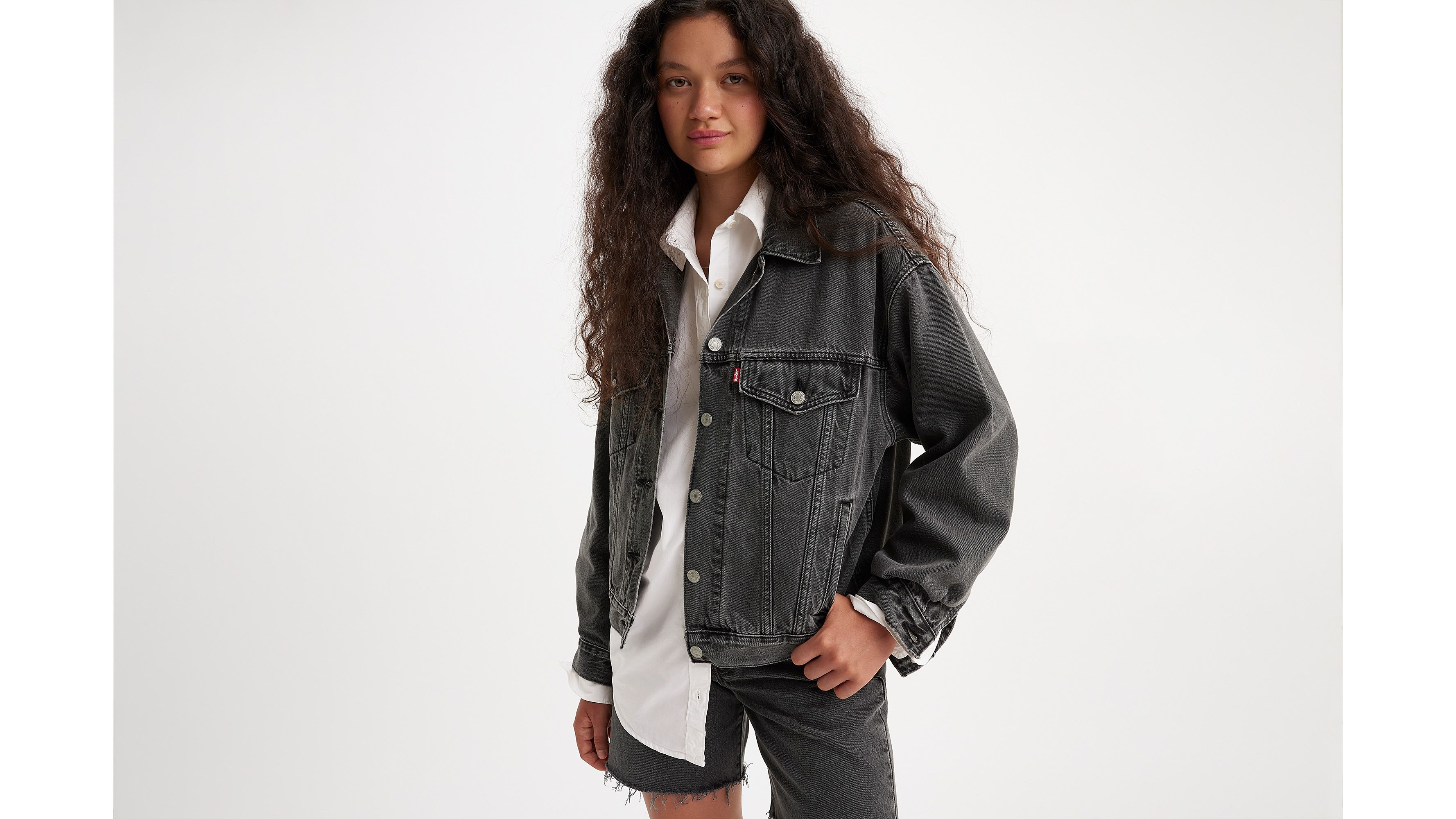 Womens levi black denim on sale jacket