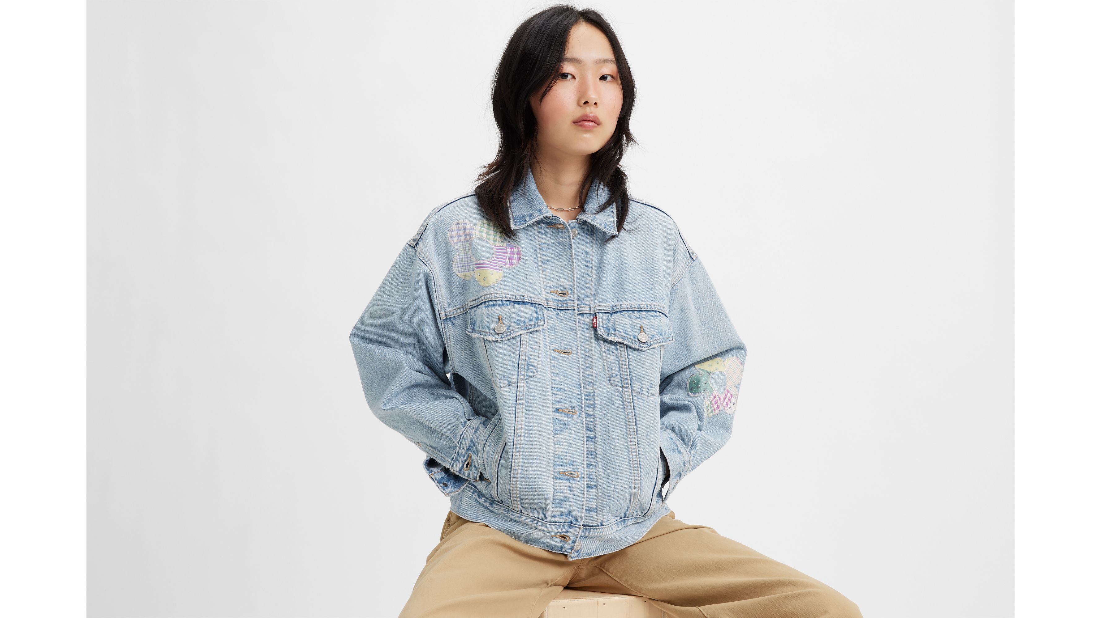 90s Patchwork Trucker Jacket - Light Wash