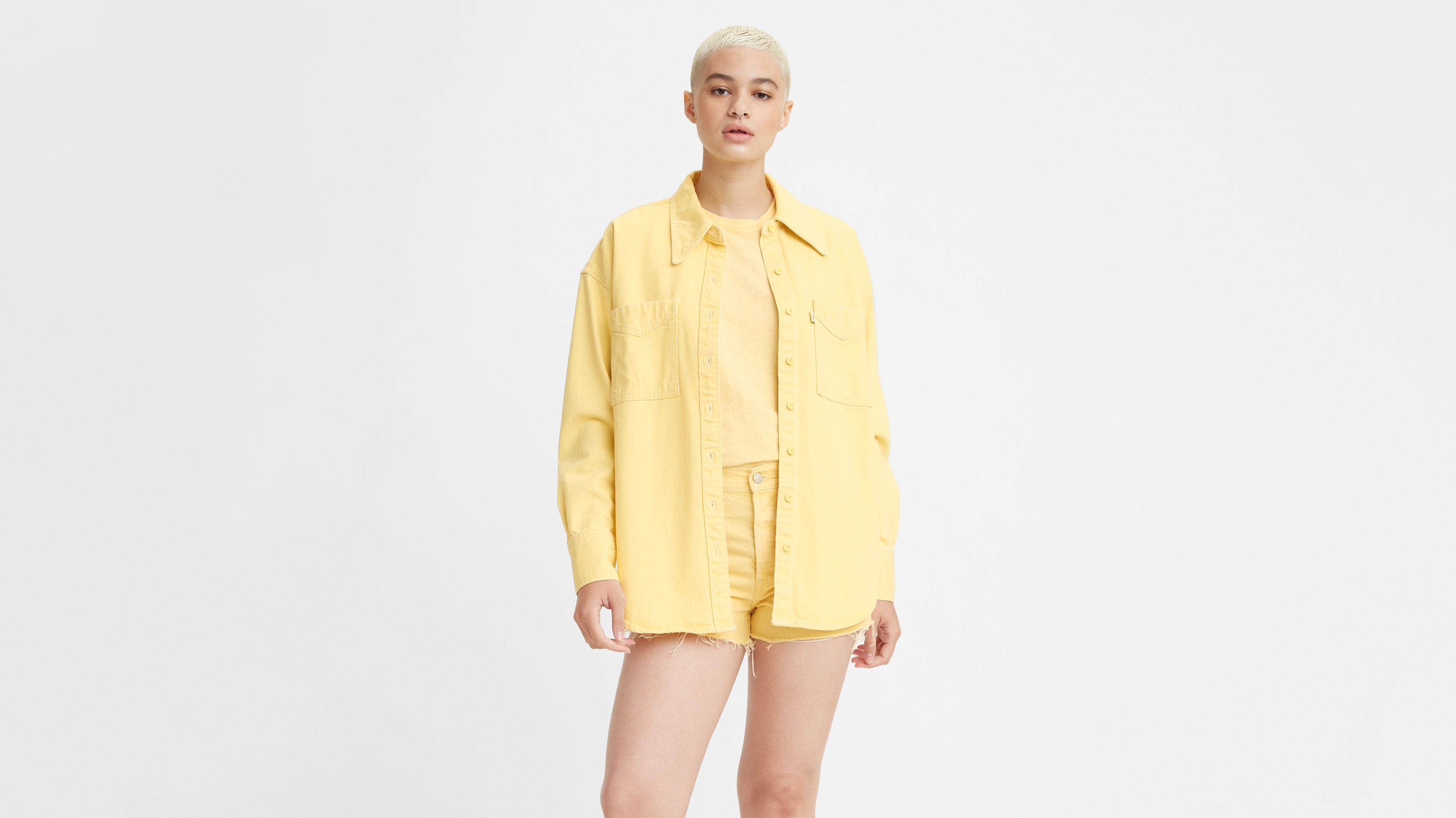 Yellow hot sale jeans shirt