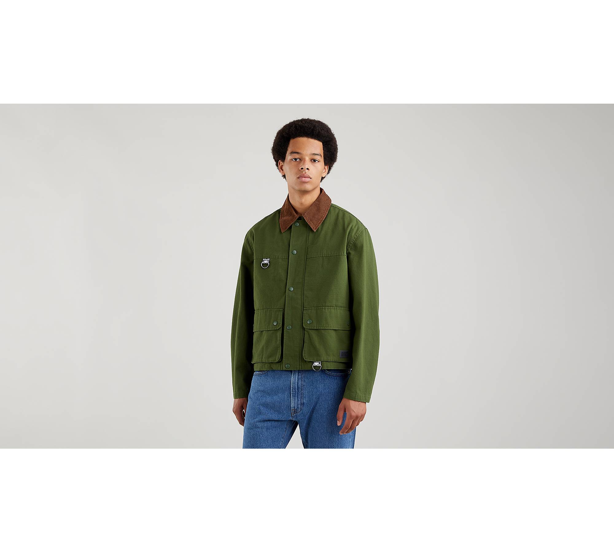 Levi's fishing jacket in green with collar