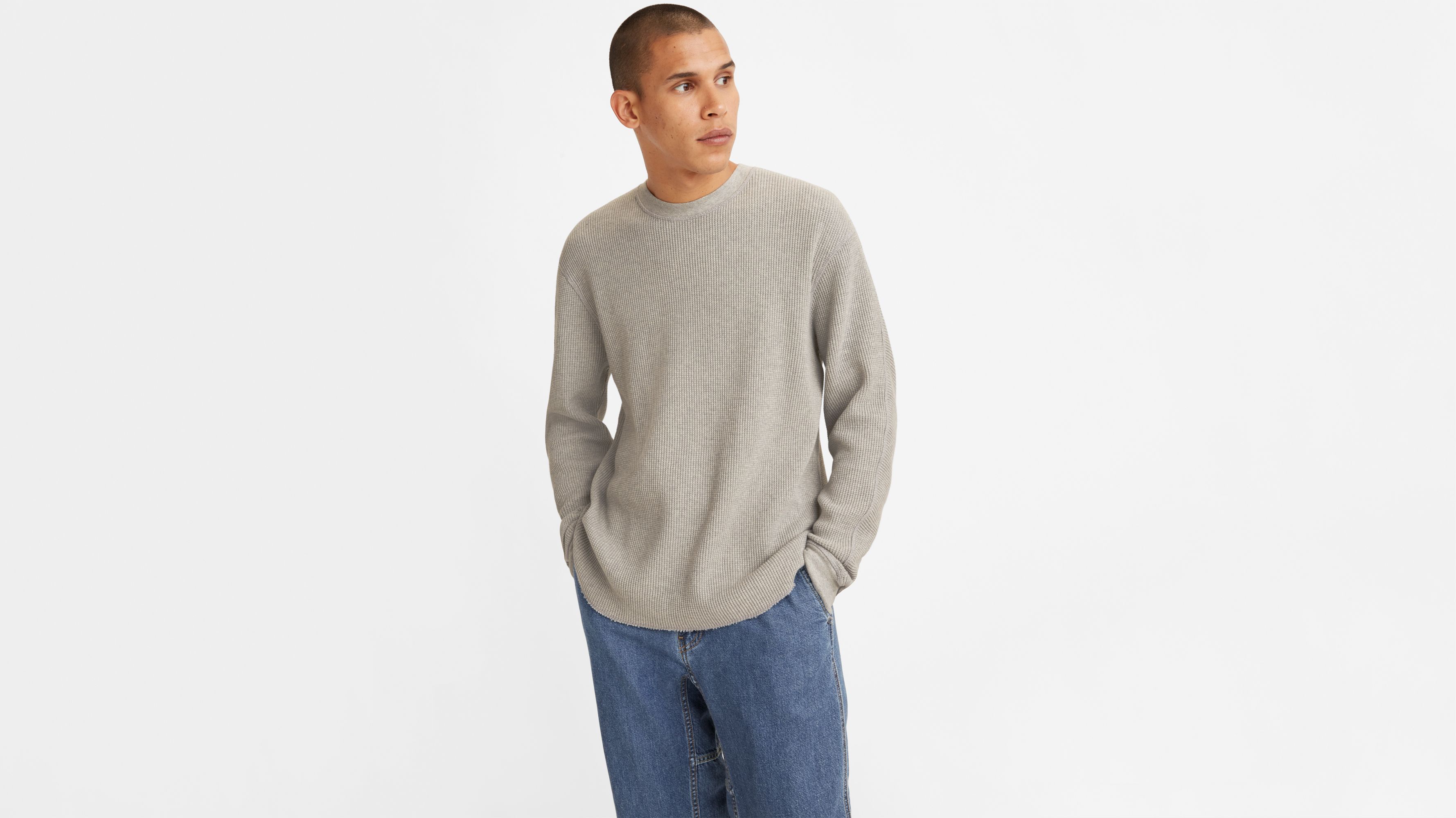 Levi's Relaxed Thermal Longsleeve T-Shirt - Men's - Light Mist Heather Xs