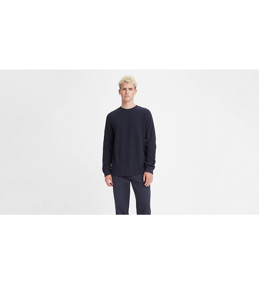 Long Sleeve Standard Fit Thermal Shirt - Blue