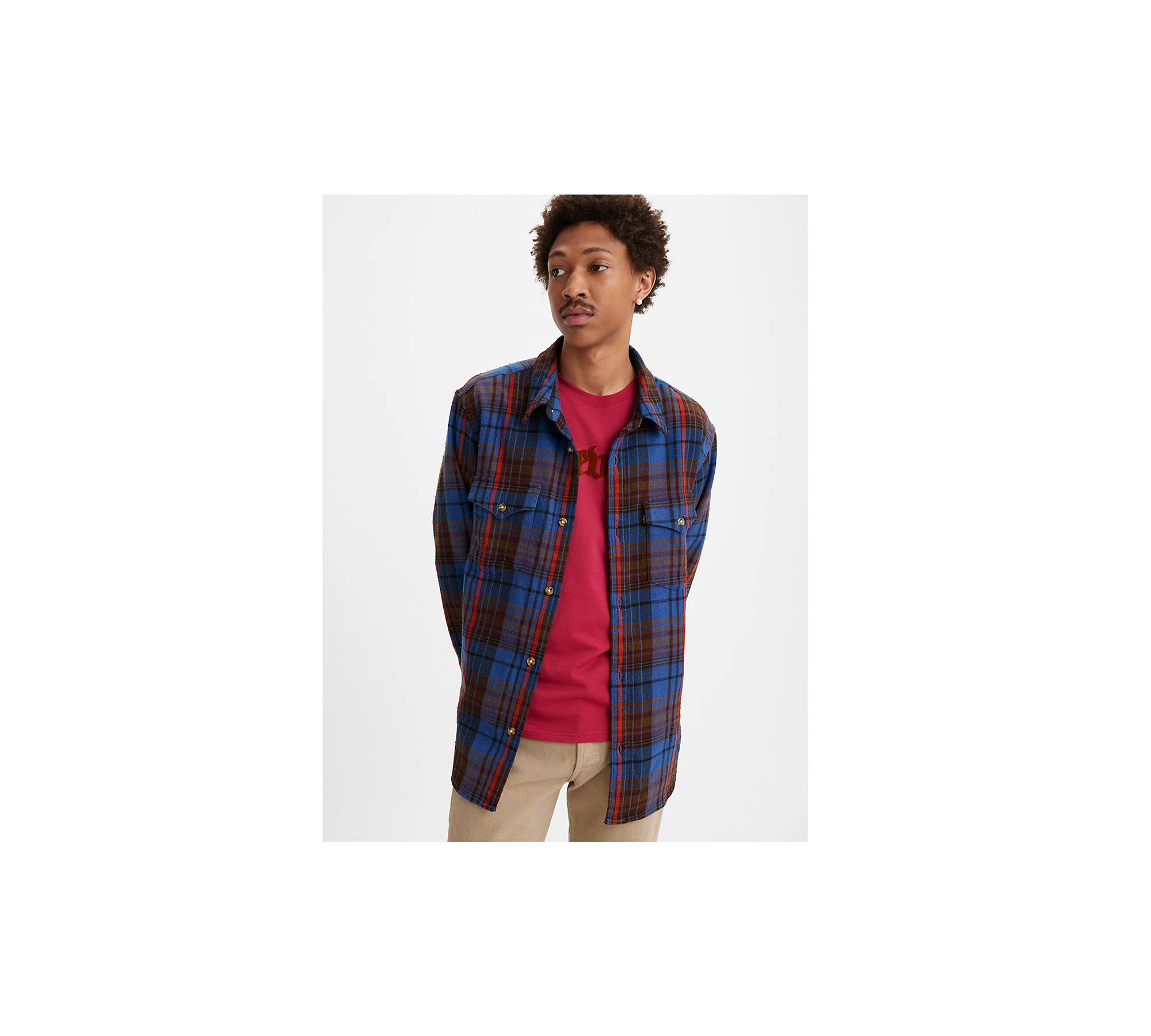 Relaxed Fit Flannel shirt - Red/Checked - Men