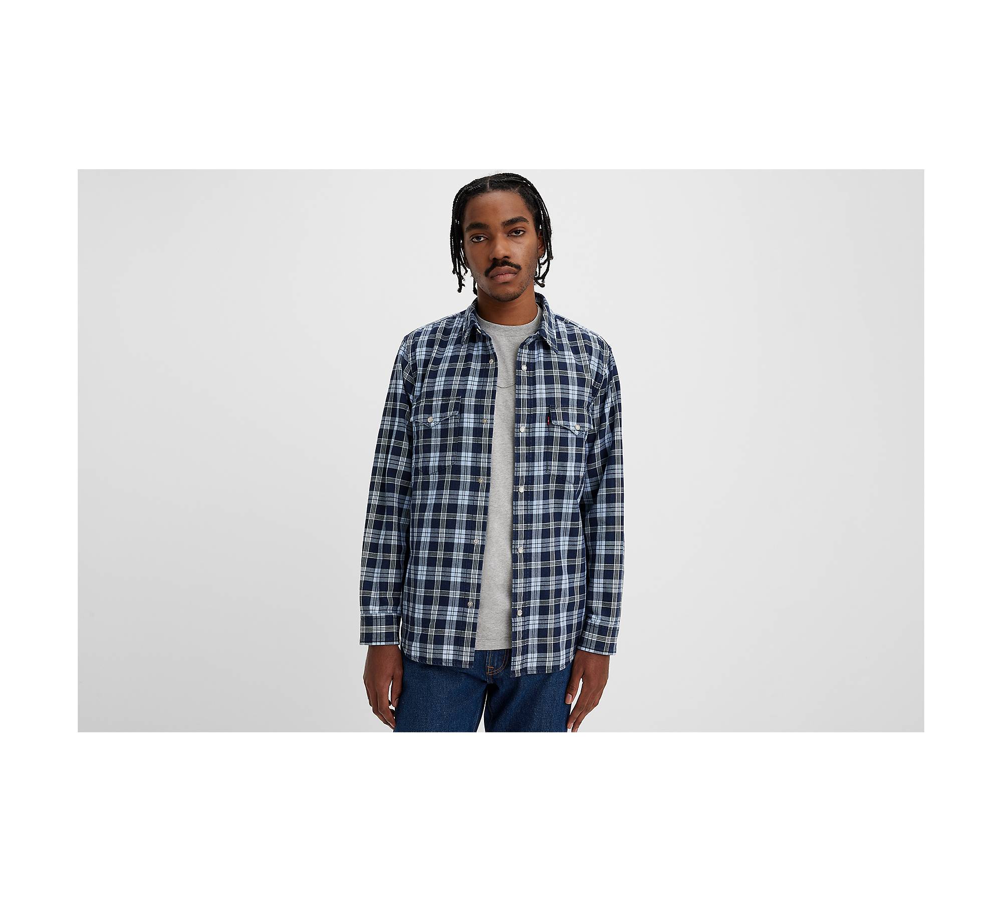 Lucky Brand Mens Indigo Plaid Western Long Sleeve Shirt : :  Clothing, Shoes & Accessories