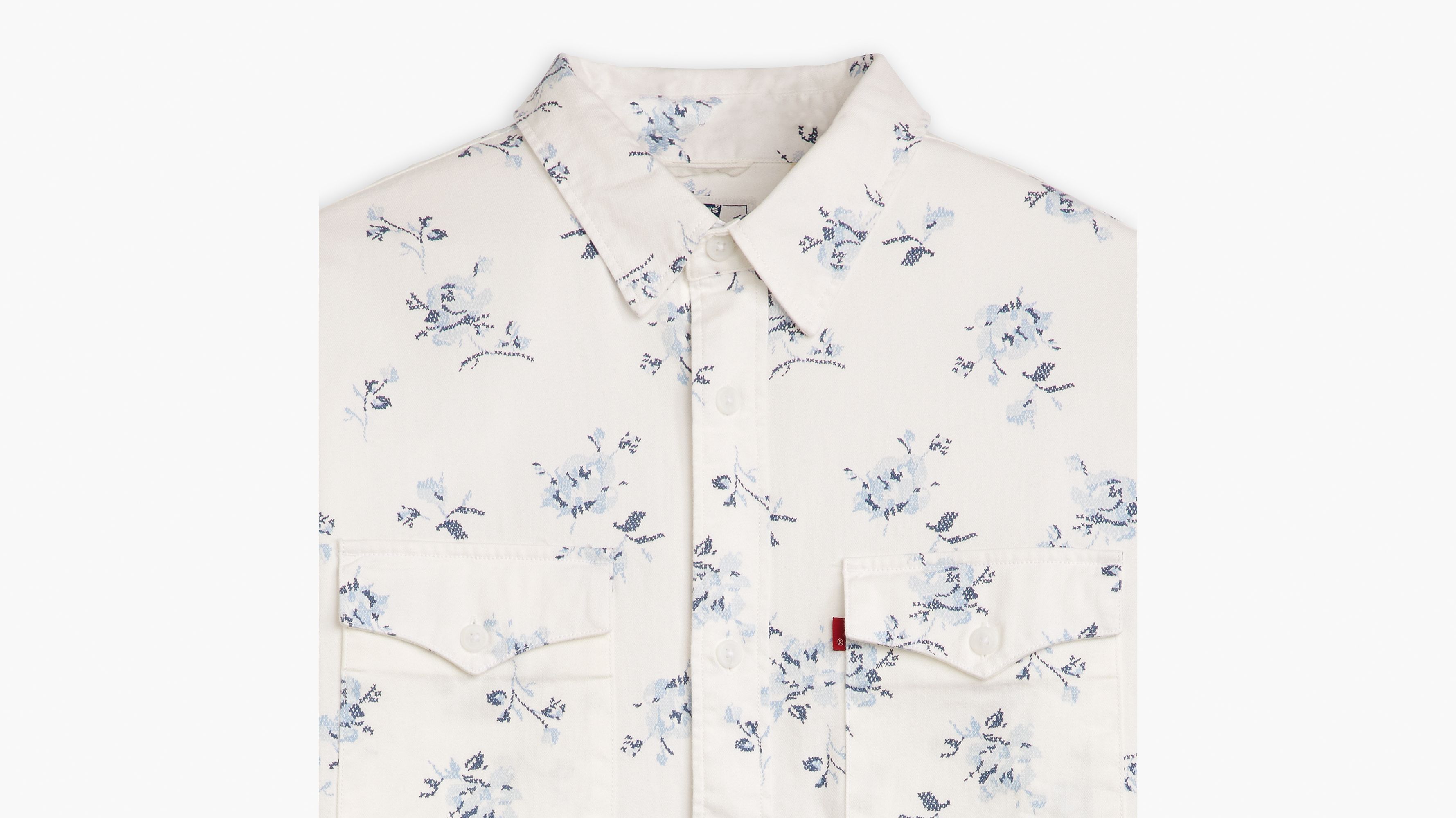 Relaxed Fit Western Shirt - Palmer Floral Soft Chambray - White