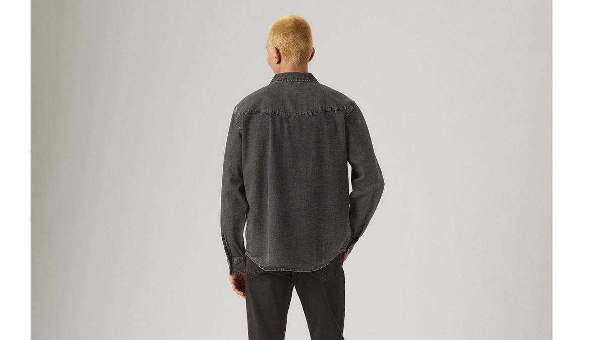 Relaxed Fit Western Shirt — Night Shadow Black Wash - Black