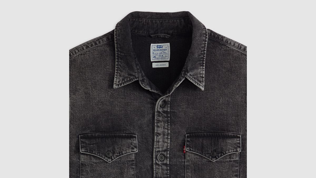 Relaxed Fit Western Shirt — Night Shadow Black Wash - Black