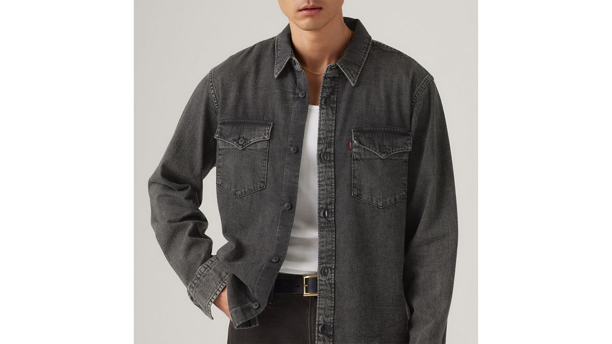 Relaxed Fit Western Shirt — Night Shadow Black Wash - Black