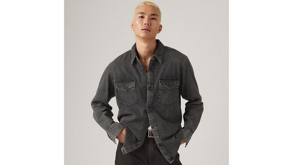 Relaxed Fit Western Shirt — Night Shadow Black Wash - Black