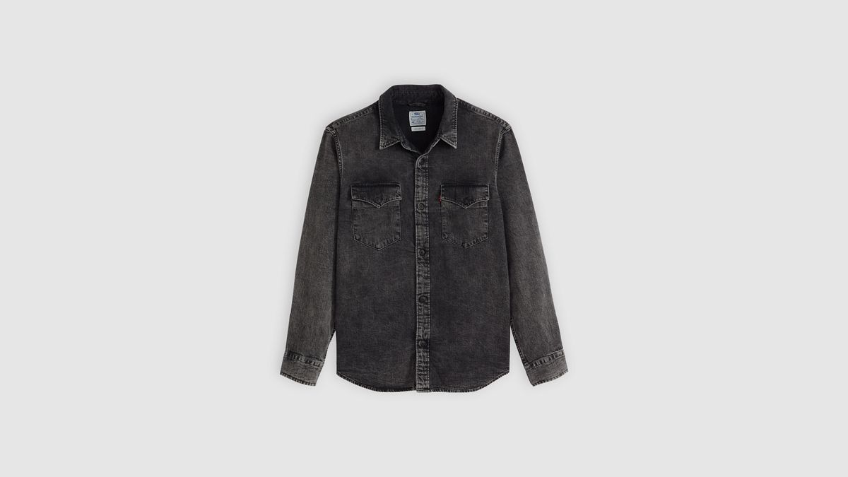 Relaxed Fit Western Shirt — Night Shadow Black Wash - Black