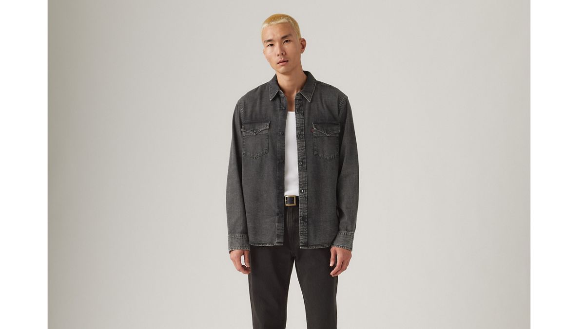 Relaxed Fit Western Shirt — Night Shadow Black Wash - Black