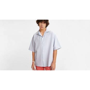 Short Sleeve Slouchy Button Up Shirt 1