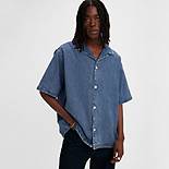 Short Sleeve Slouchy Button Up Shirt 1