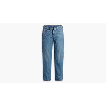 Button Fly Relaxed Leg Jeans in Medium Wash - Denim