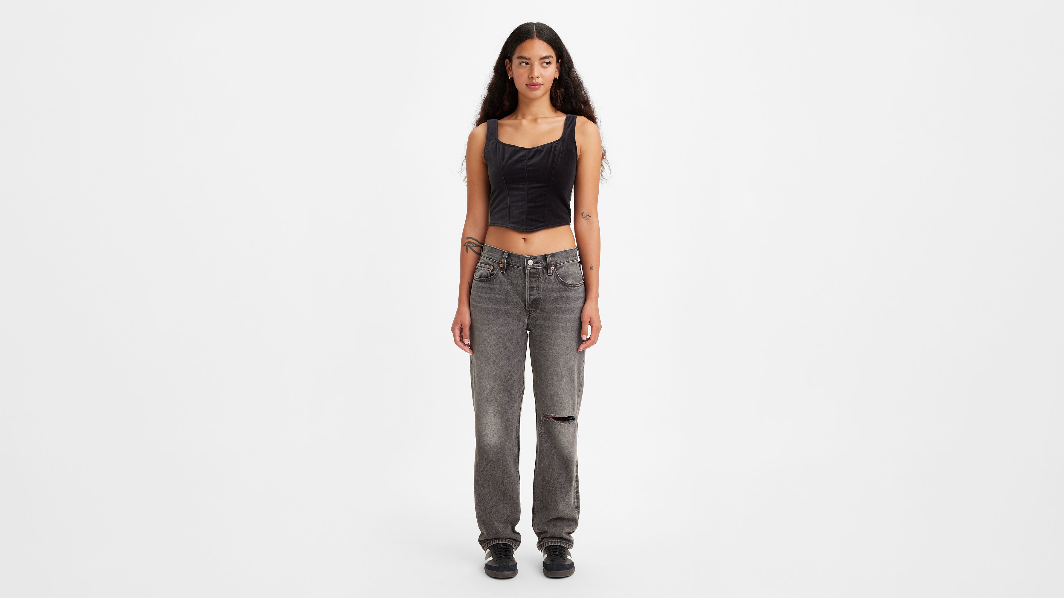 CALÇA JEANS LEVIS FEMININA 501 CINTURA ALTA RETA MOM A19590005