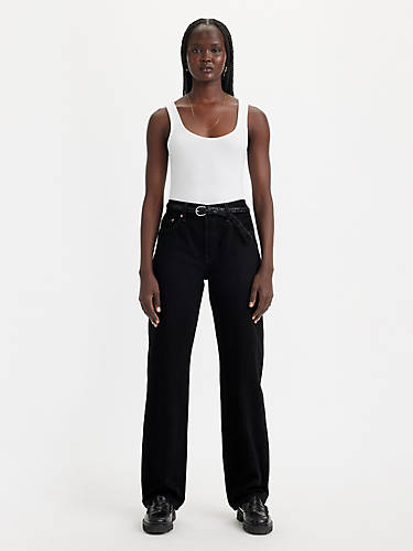 리바이스 Levi 501 90s Womens Jeans,Rinsed Blacktop - Black